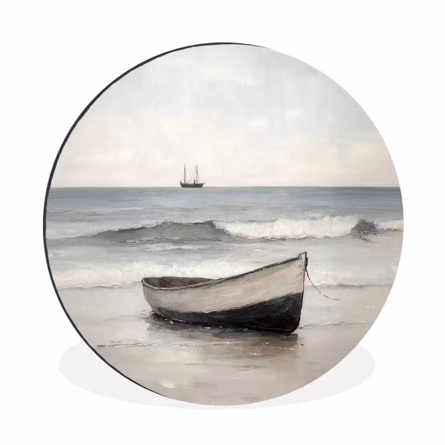 Roeiboot - Zee - Horizon Wandcirkel aluminium klein -3d