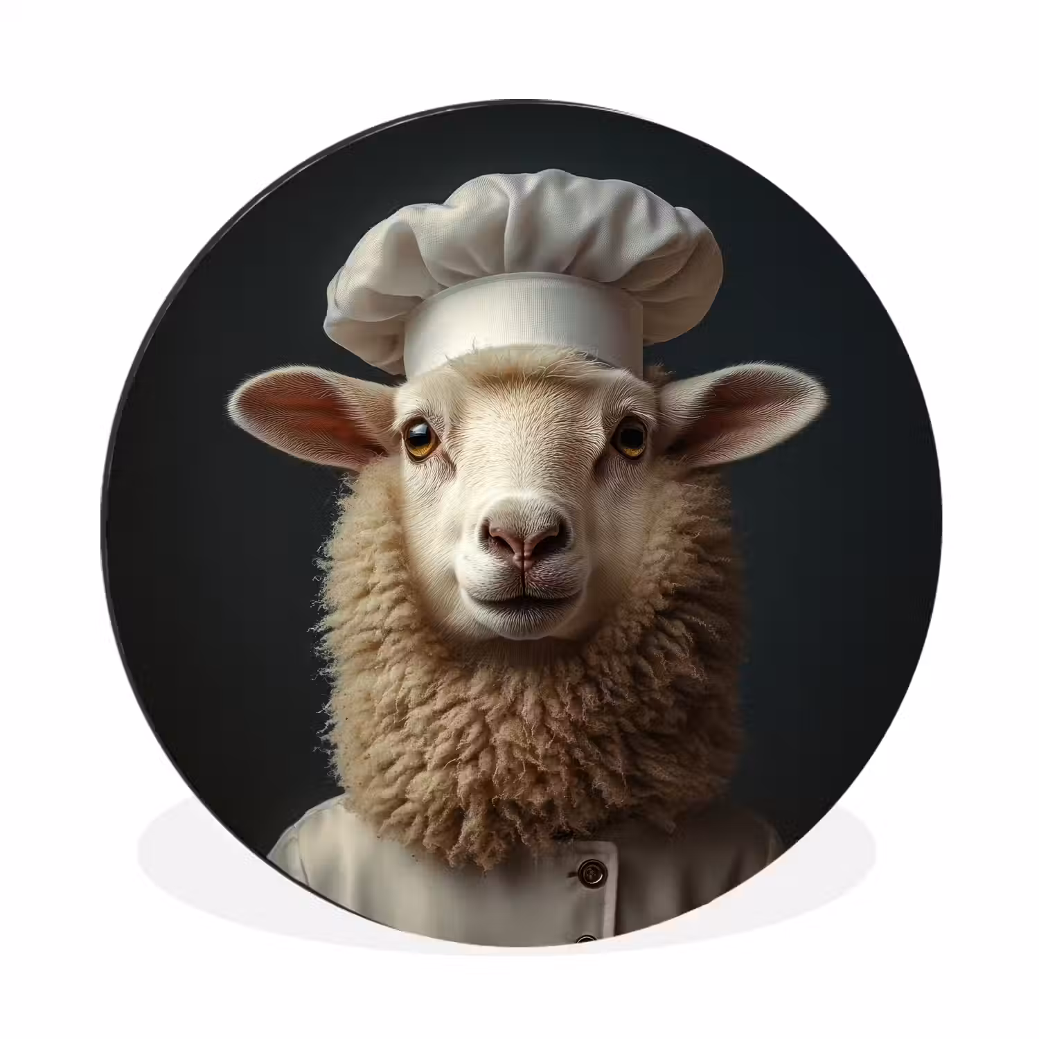 Schaap - Wol - Kok Wandcirkel aluminium klein -3d