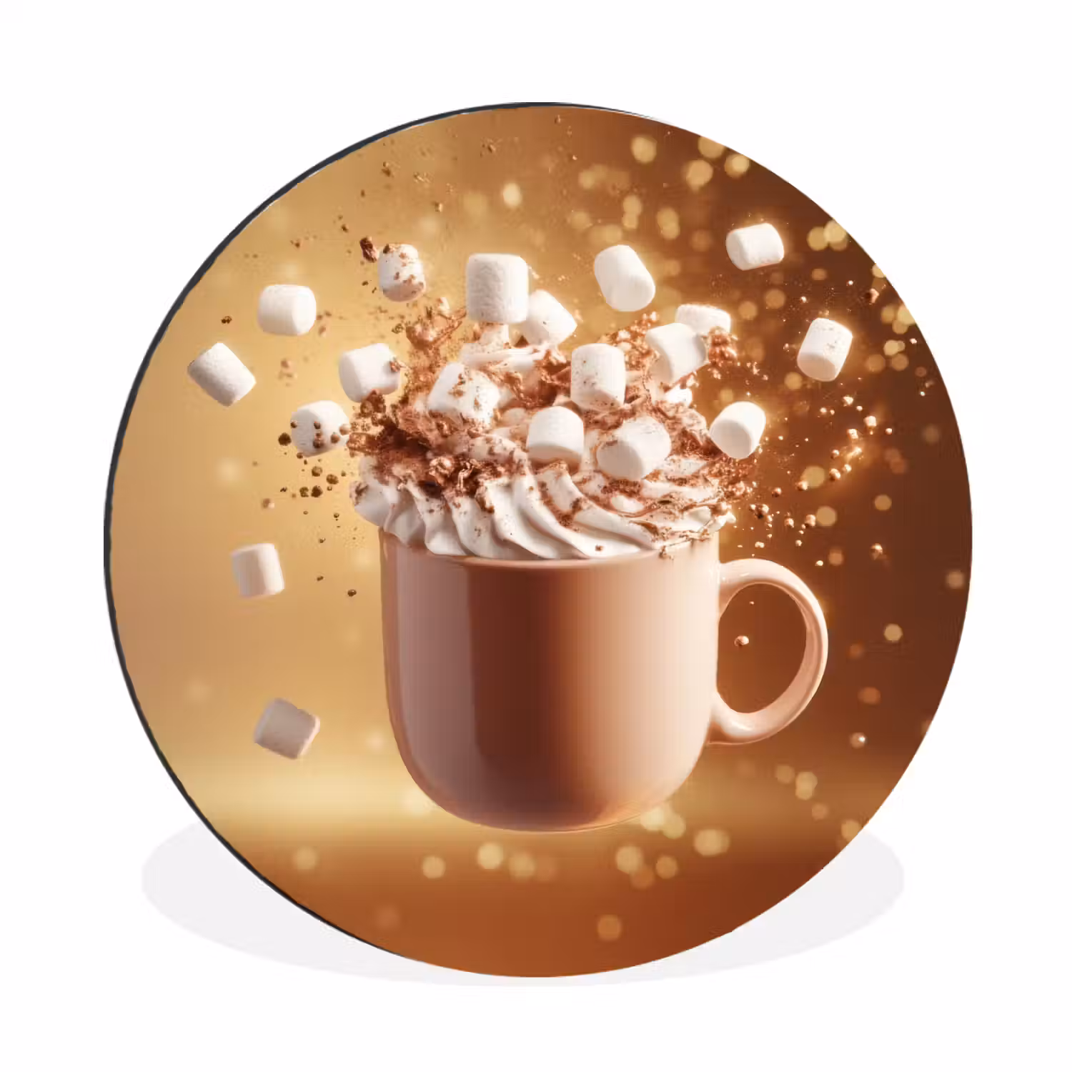 Chocomelk - Drinken - Warm - Bruin Wandcirkel aluminium klein -3d