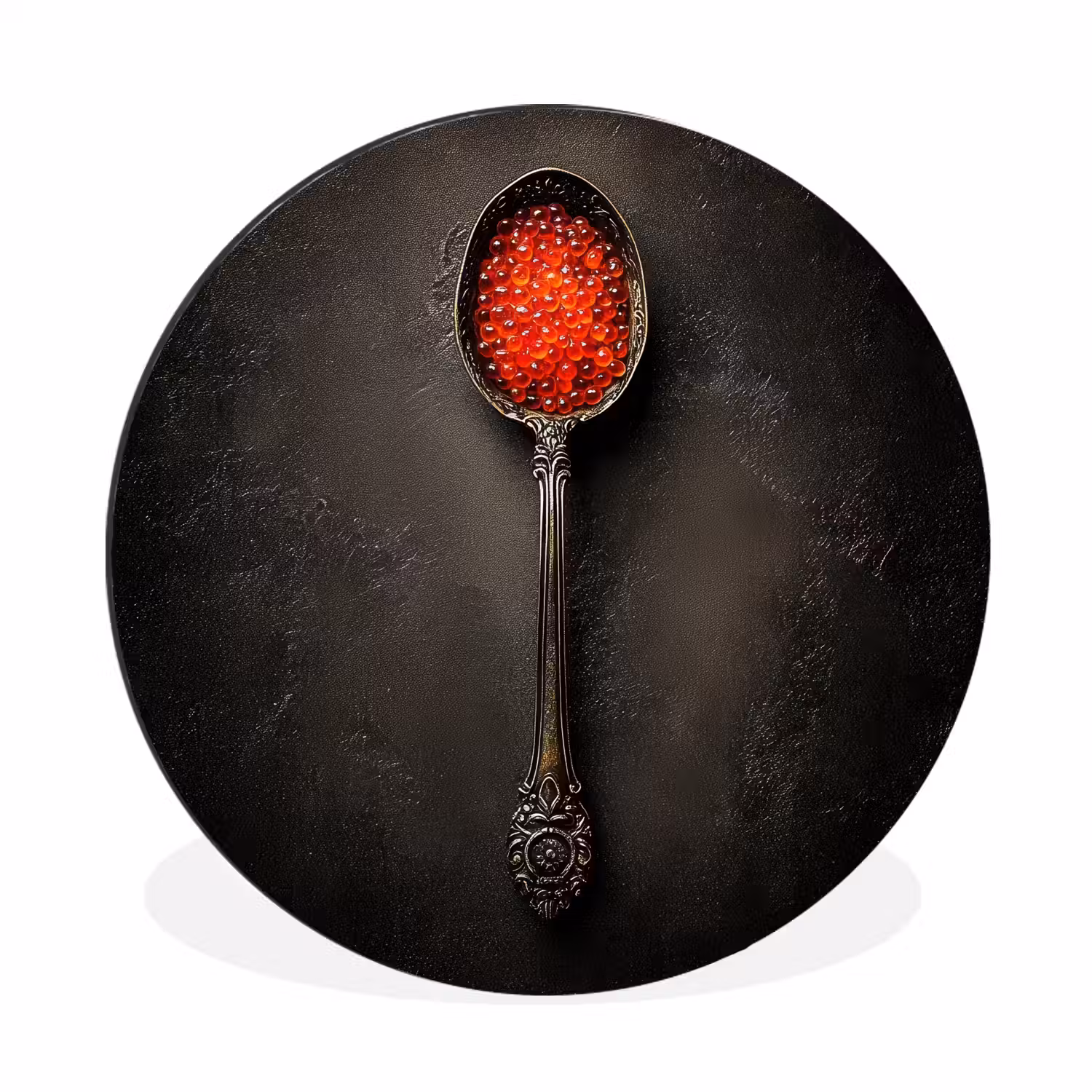 Zwart - Lepel - Caviar Wandcirkel aluminium klein -3d