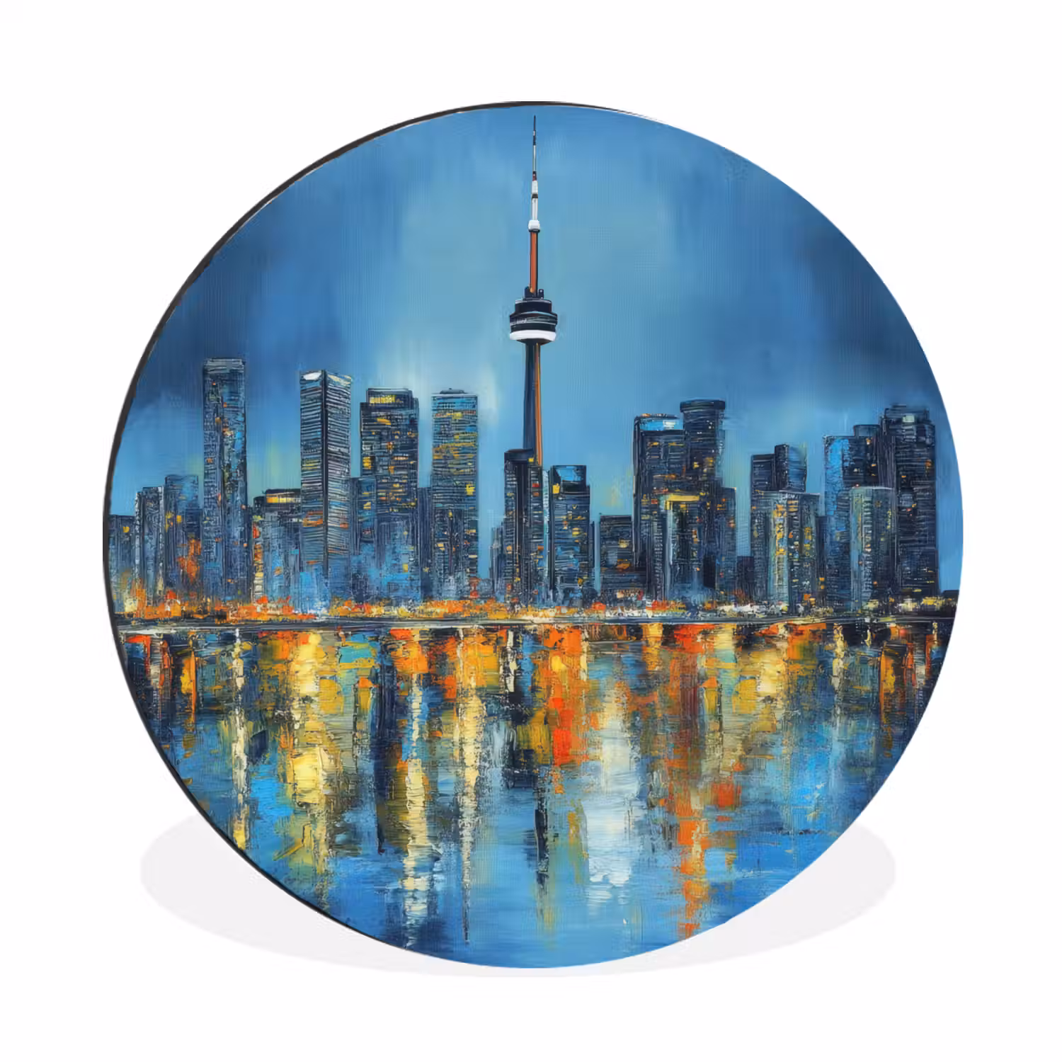 Skyline Toronto - Water - Stadslichten - Toren Wandcirkel aluminium klein -3d