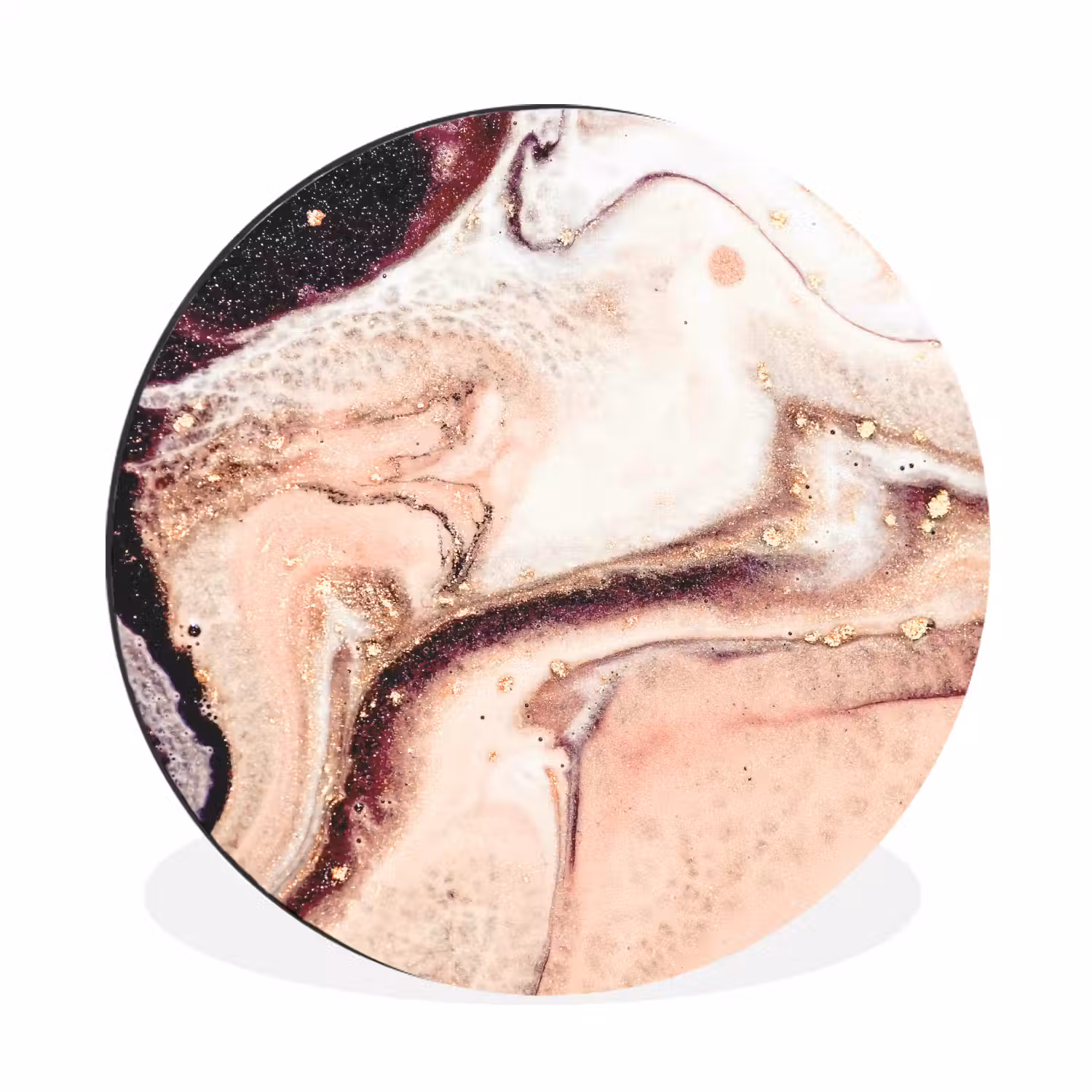 Steen - Marmer - Edelsteen - Abstract - Natuur - Roze Wandcirkel aluminium klein -3d
