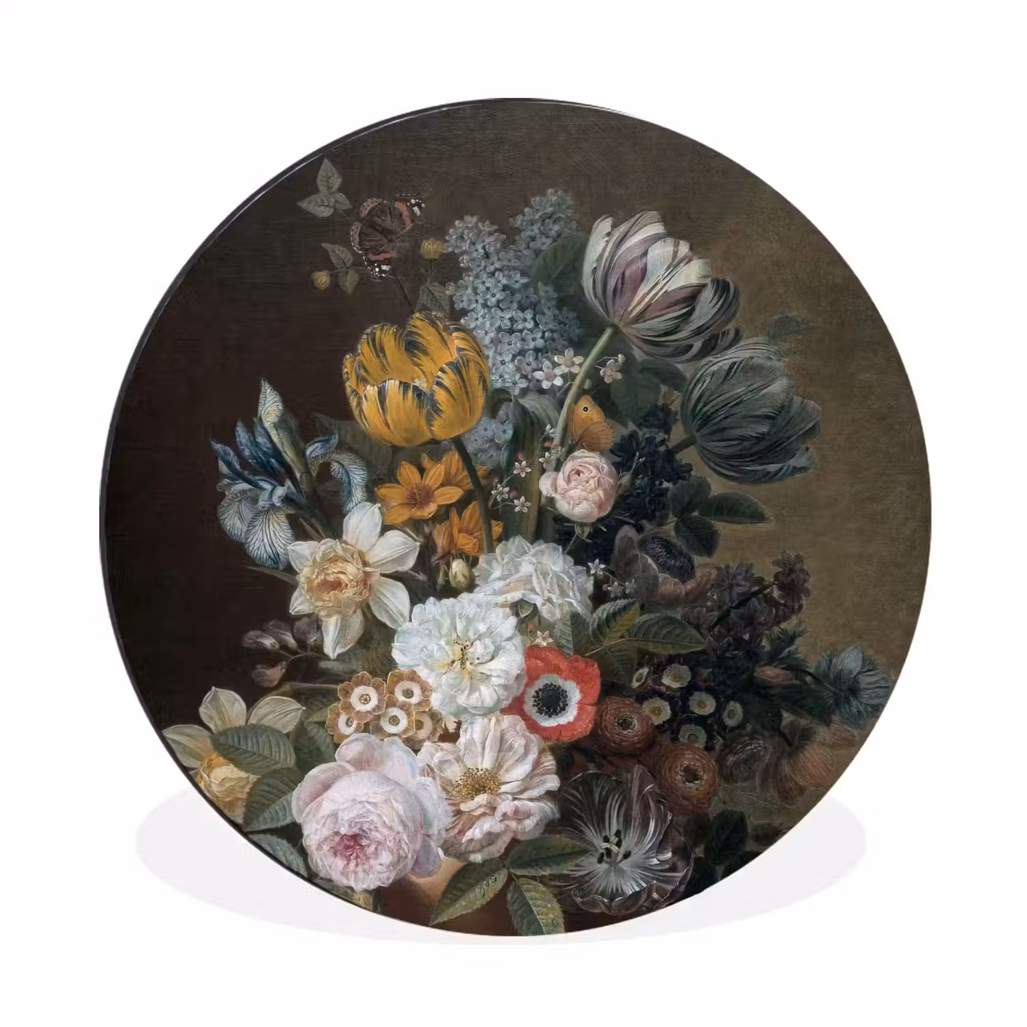Stilleven met bloemen - Schilderij van Eelke Jelles Eelkema Wandcirkel aluminium klein -3d