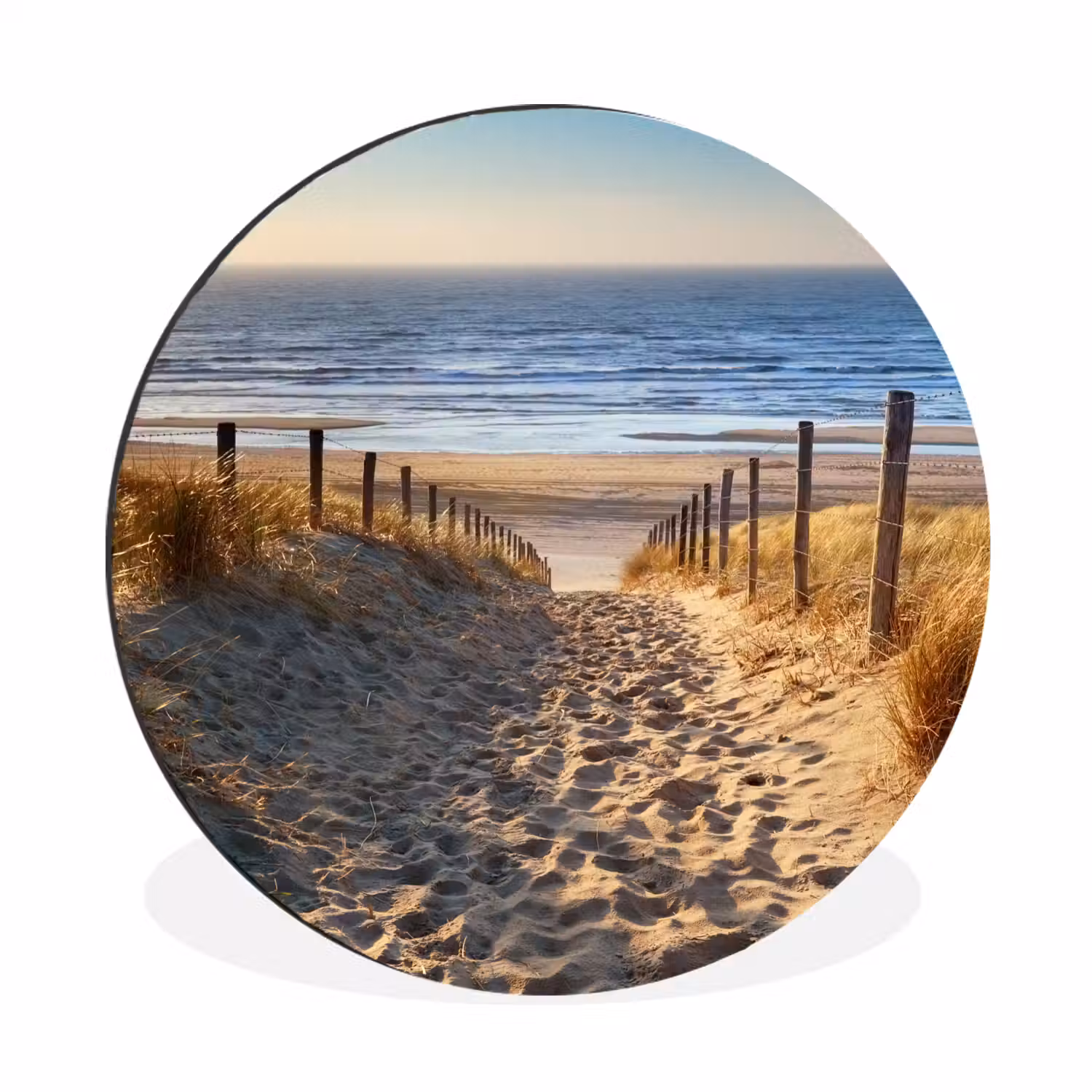 Strand - Zee - Nederland - Duinen - Zon Wandcirkel aluminium klein -3d