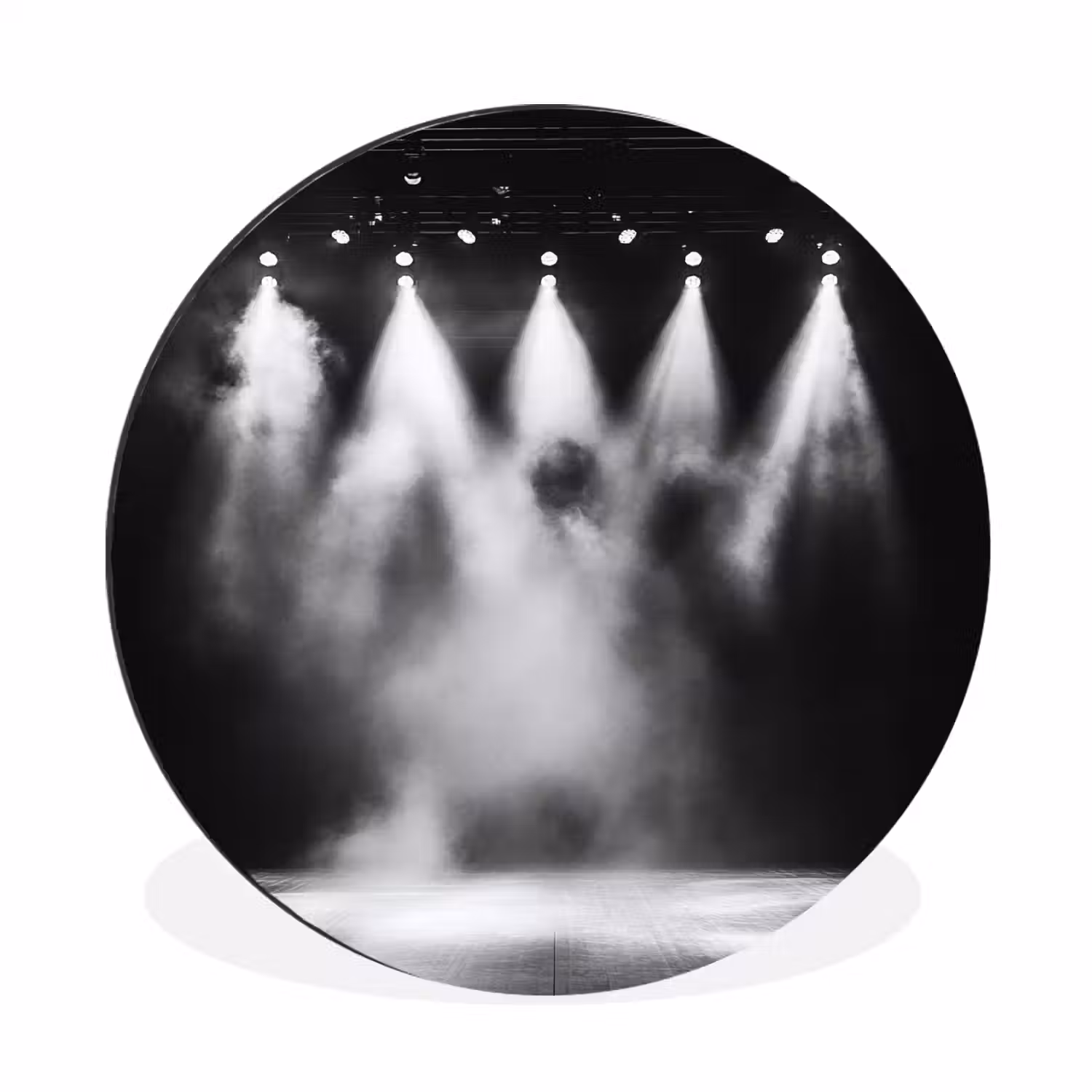 Theaterzaal - Mist - Spotlights - Zwart Wandcirkel aluminium klein -3d