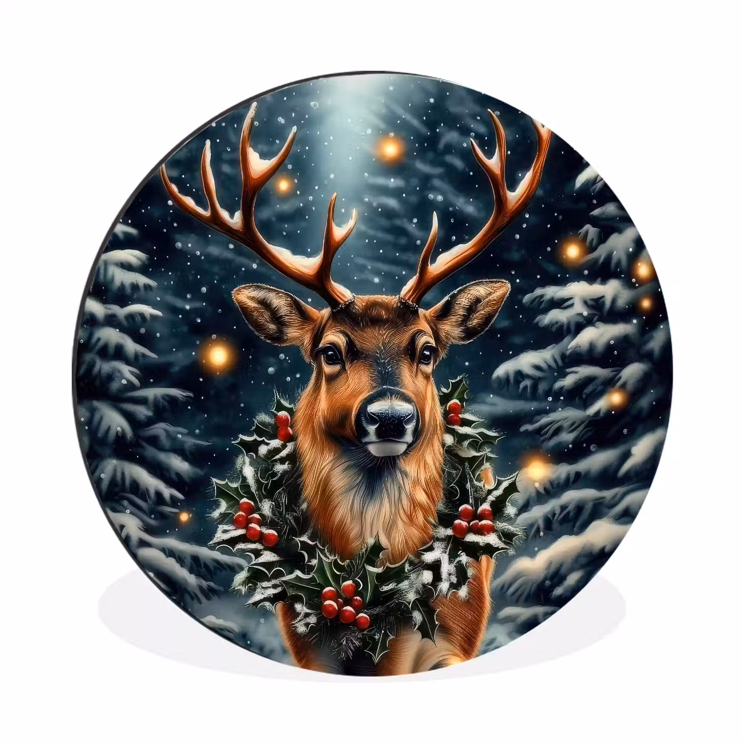 Kerst - Magie - Bos - Kleurrijk Wandcirkel aluminium klein -3d