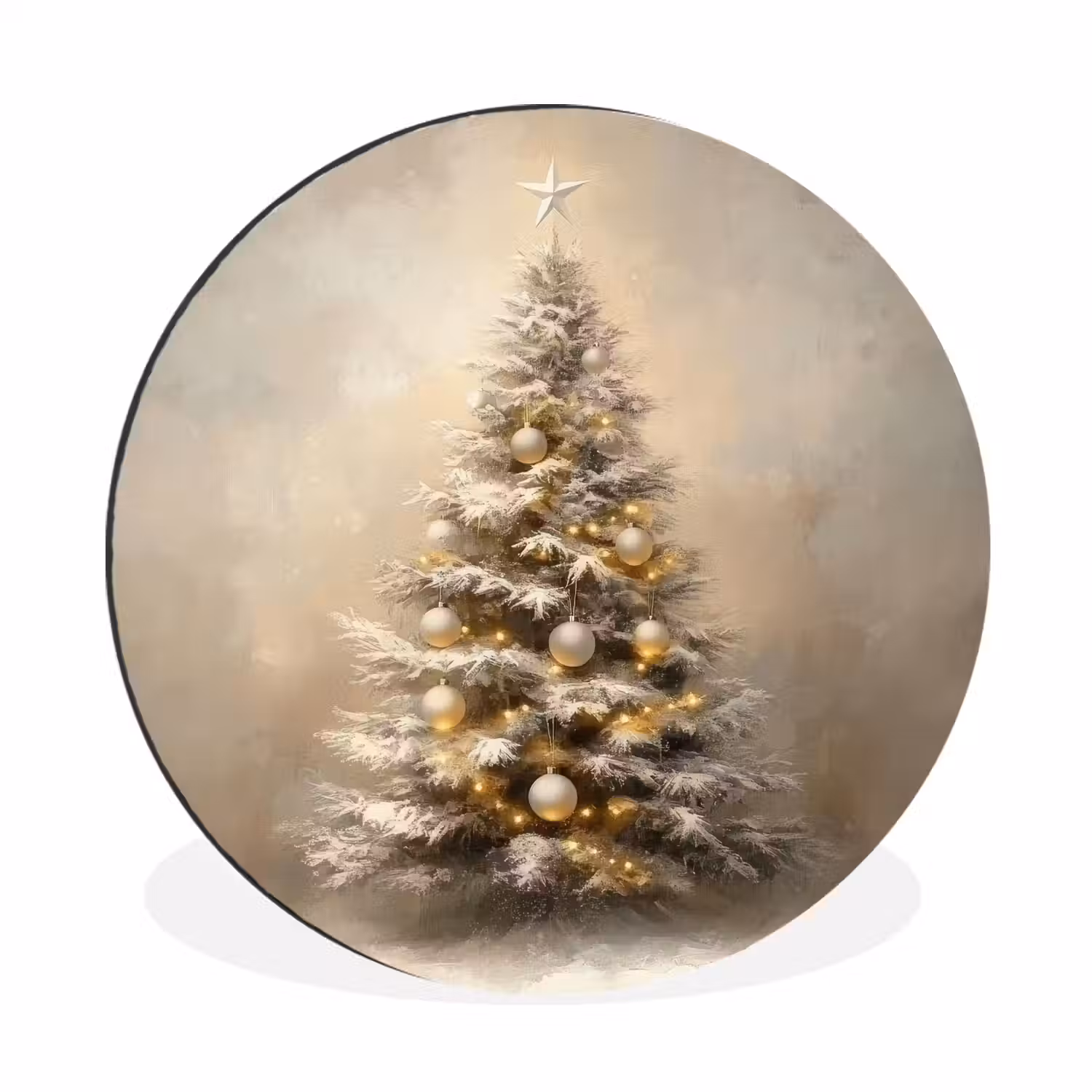 Kerst - kerstboom - Sneeuw - Art Wandcirkel aluminium klein -3d