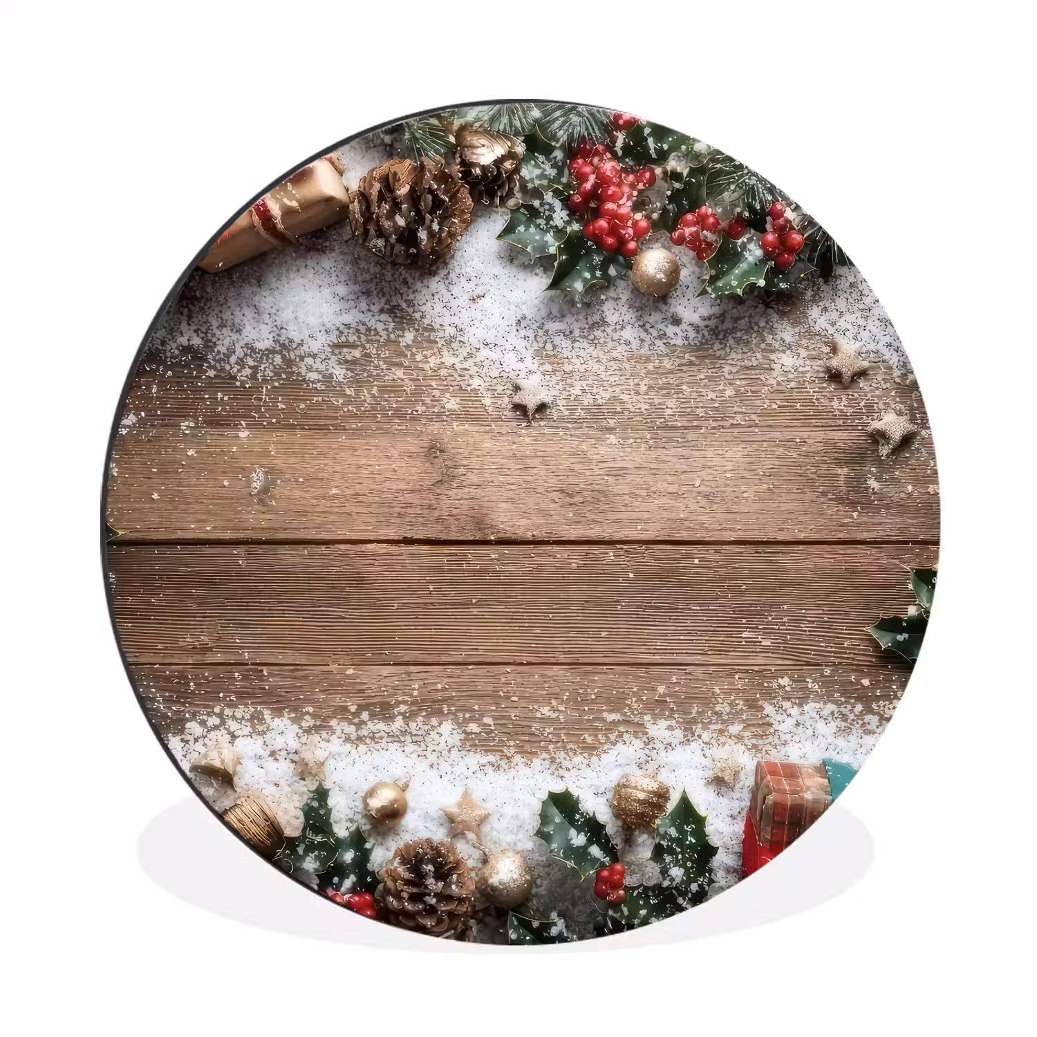 Kerstdecoratie - Geschenken - Hout - Veelkleurig Wandcirkel aluminium klein -3d