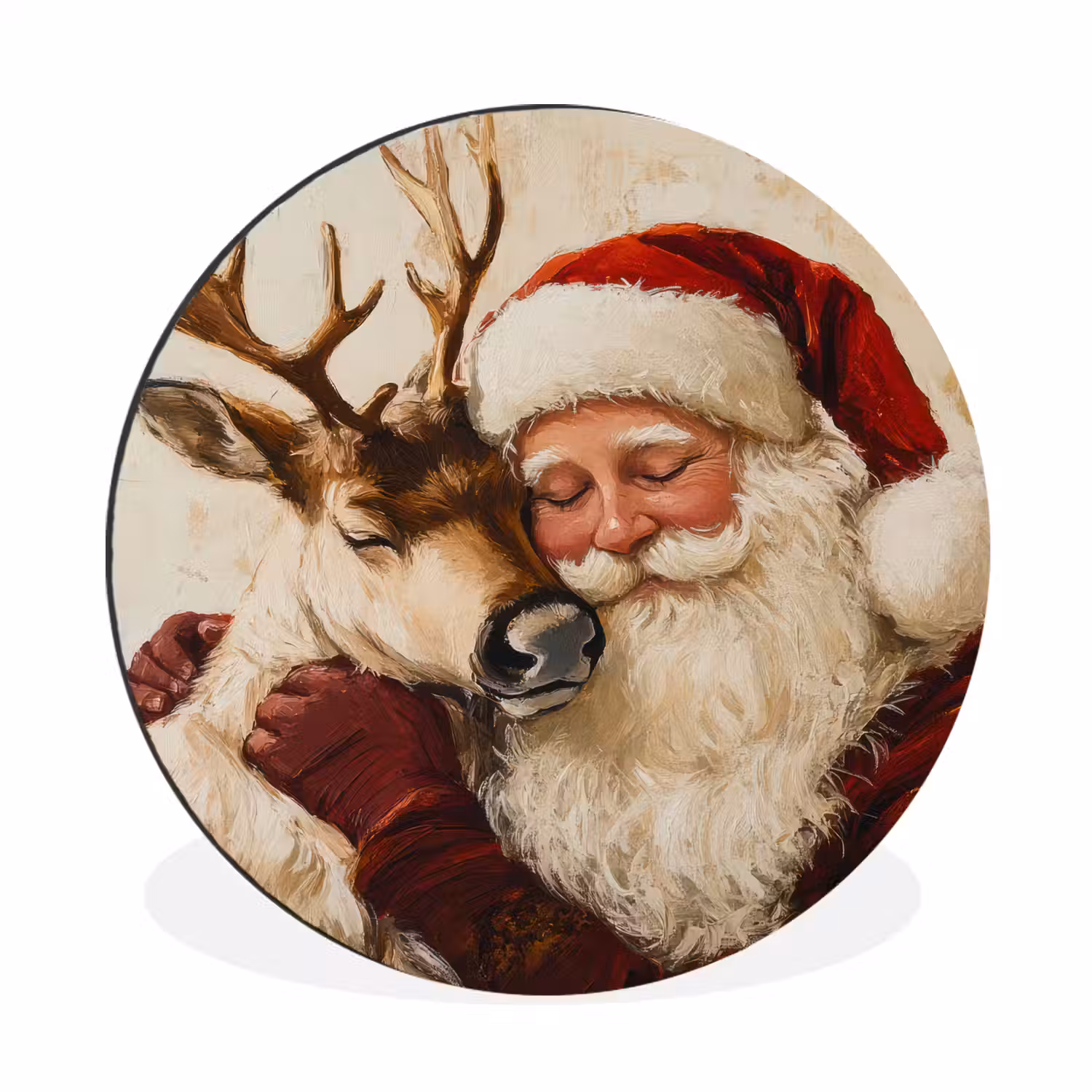Kerstman - Rendier - Kerst - Christmas Wandcirkel aluminium klein -3d