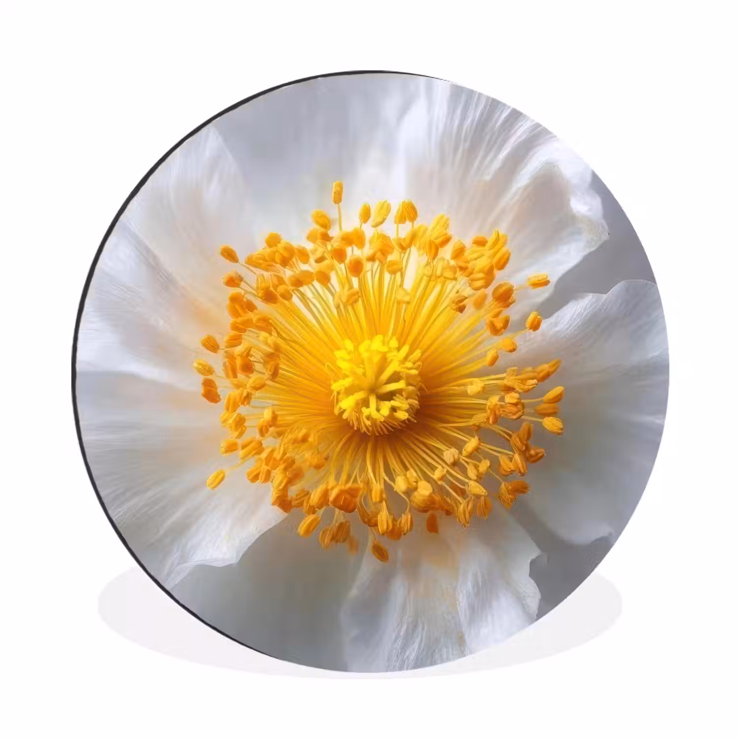 Wit - Bloem - Elegant Wandcirkel aluminium klein -3d