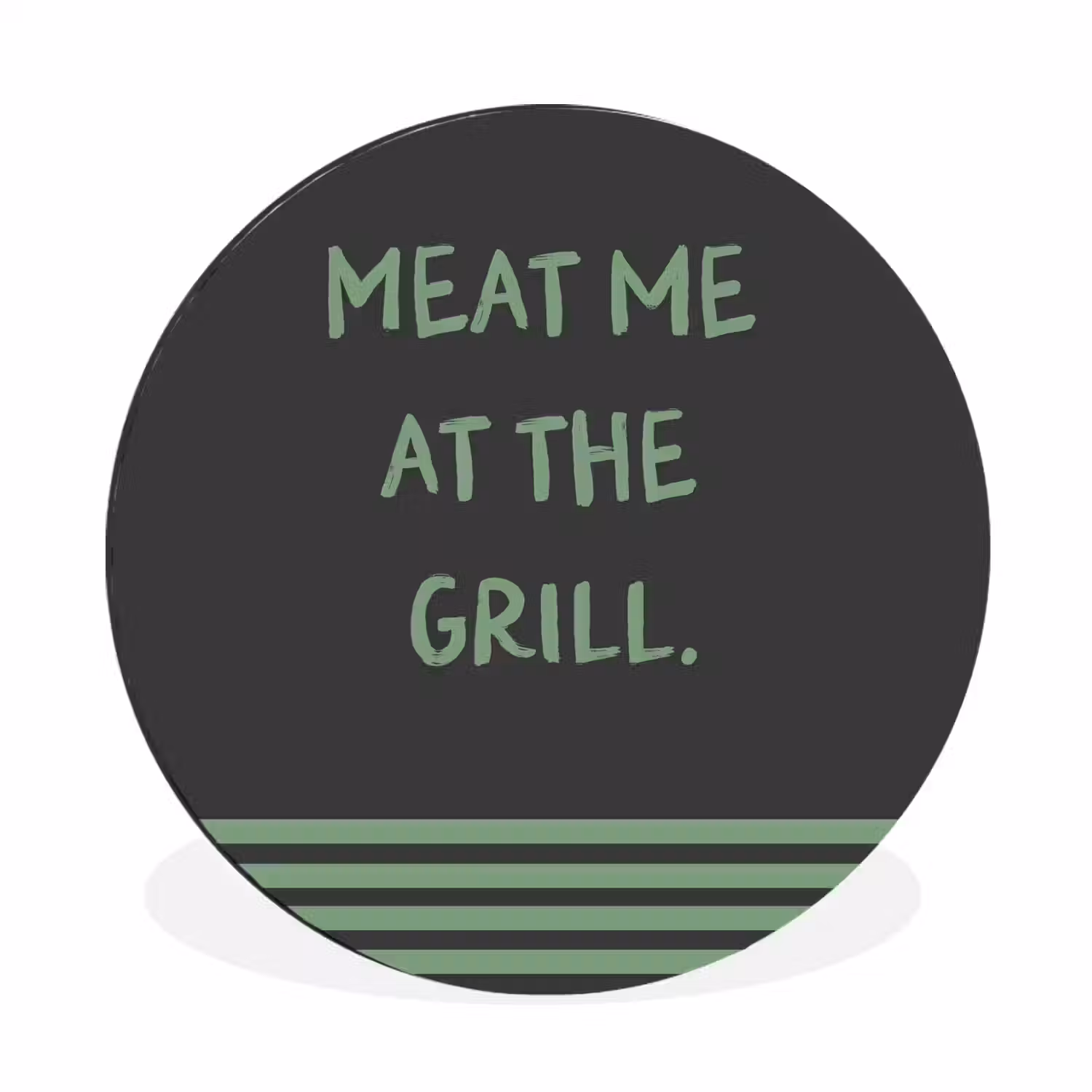 Quote - Groen - Grill - Zomer Wandcirkel aluminium klein -3d