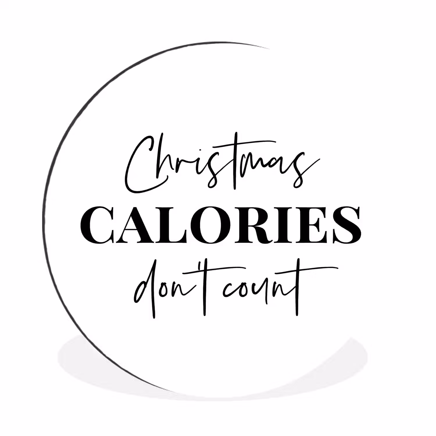 Kerst quote - Winter - Christmas calories - Wit Wandcirkel aluminium klein -3d