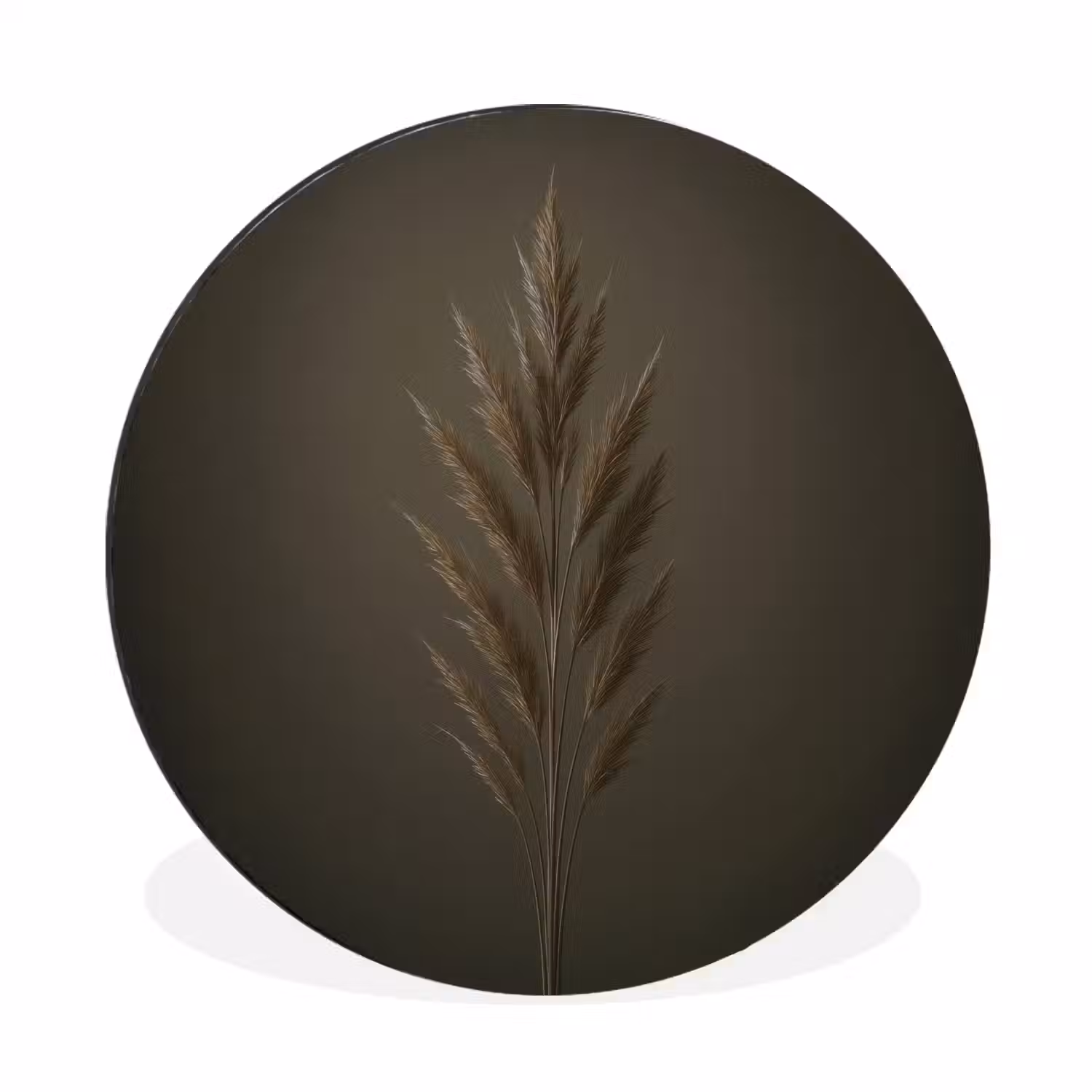 Tak - Pluimgras - Donkerbruin Wandcirkel aluminium klein -3d