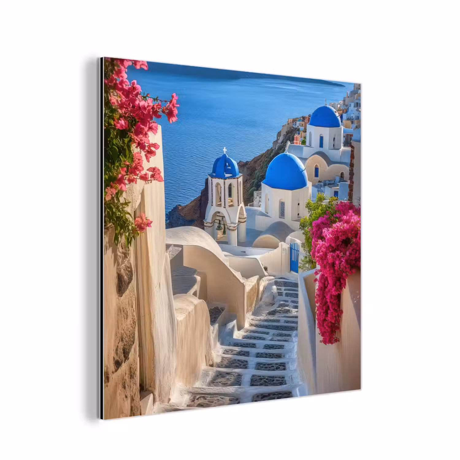 Santorini - Bloemen - Griekenland aluminium wit klein -3d