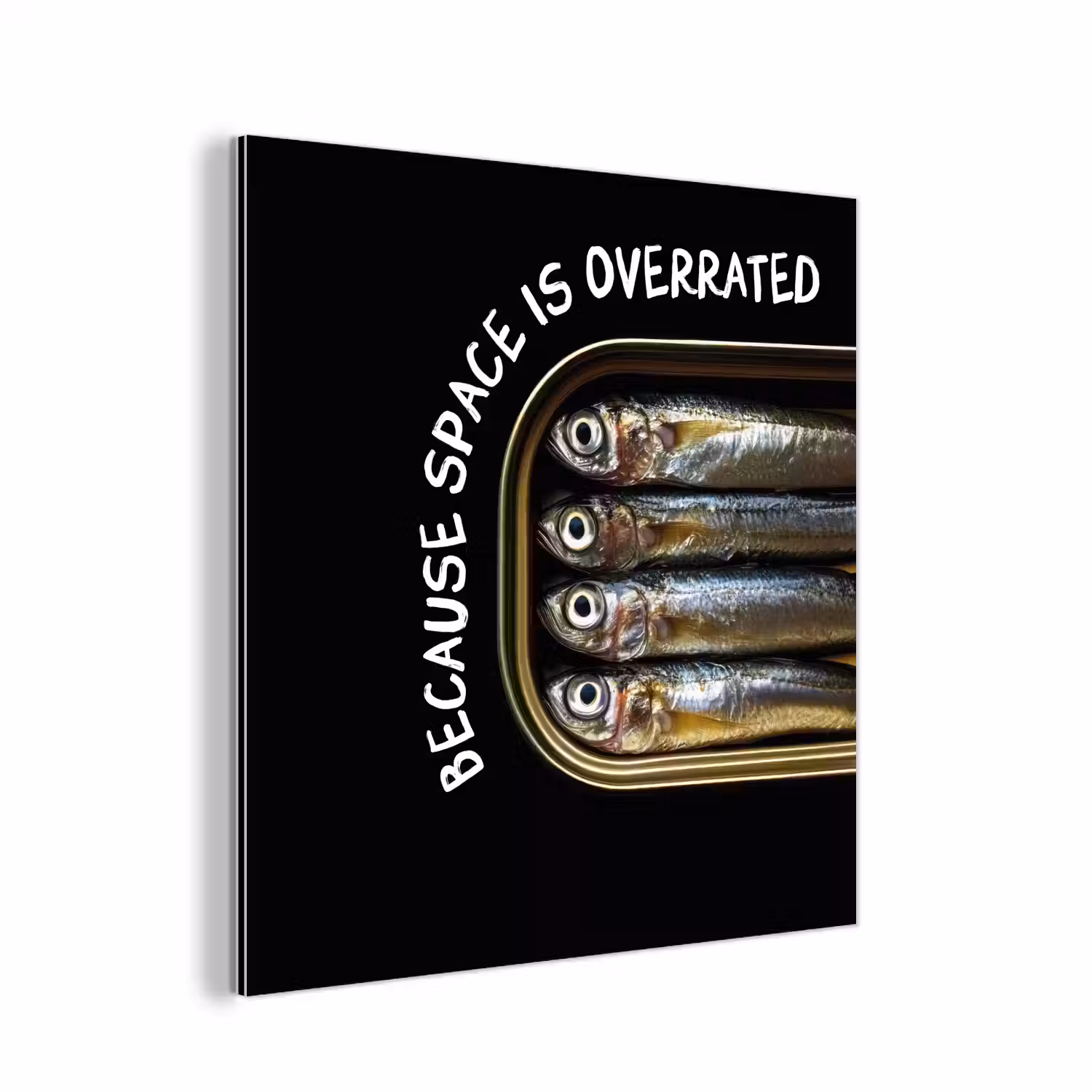Sardines - Tekst - Vis - Blik aluminium wit klein -3d