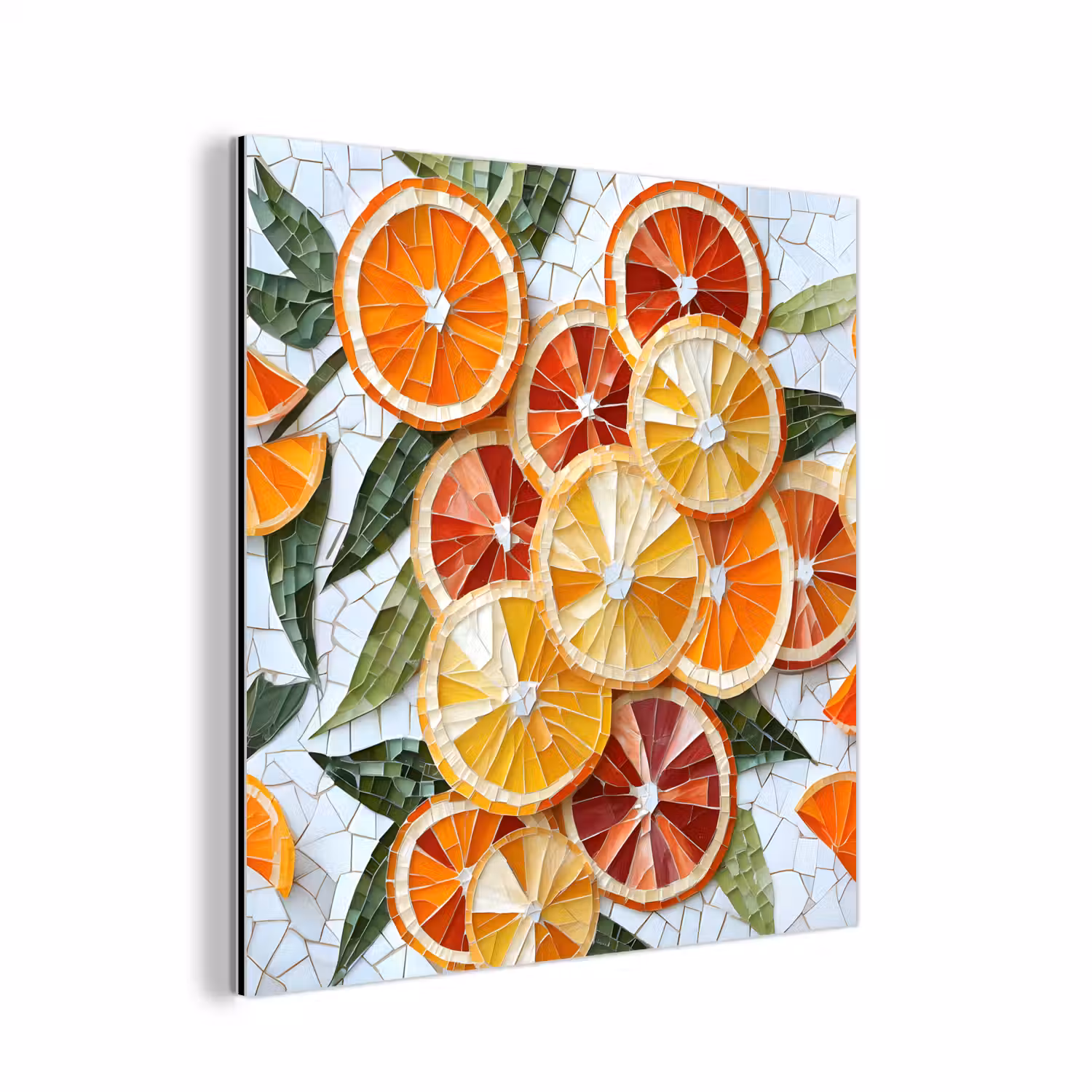 Schijfjes - Fruit - Oranje - Mozaïek aluminium wit klein -3d