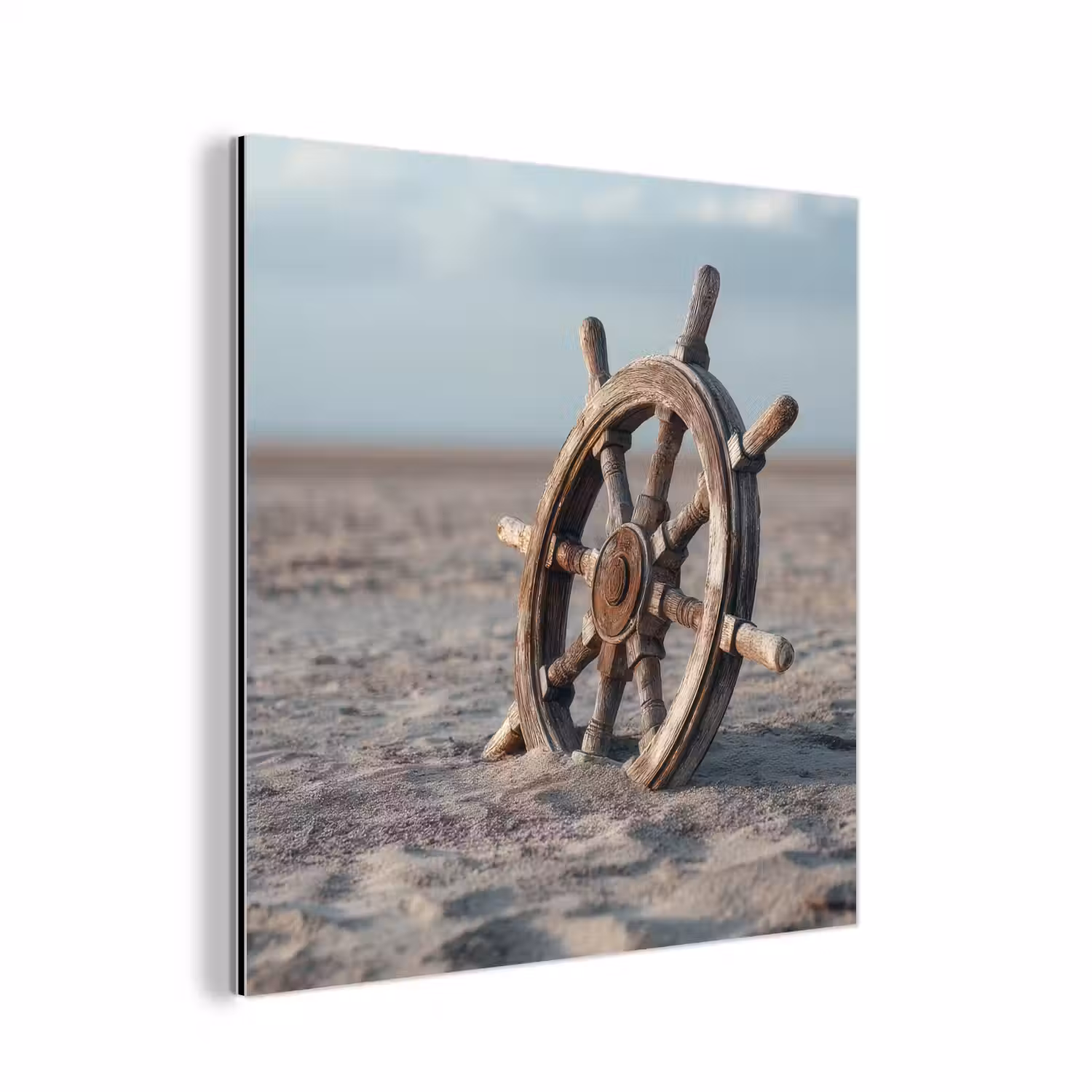 Scheepsstuur - Hout - Bruin - Zand aluminium wit klein -3d