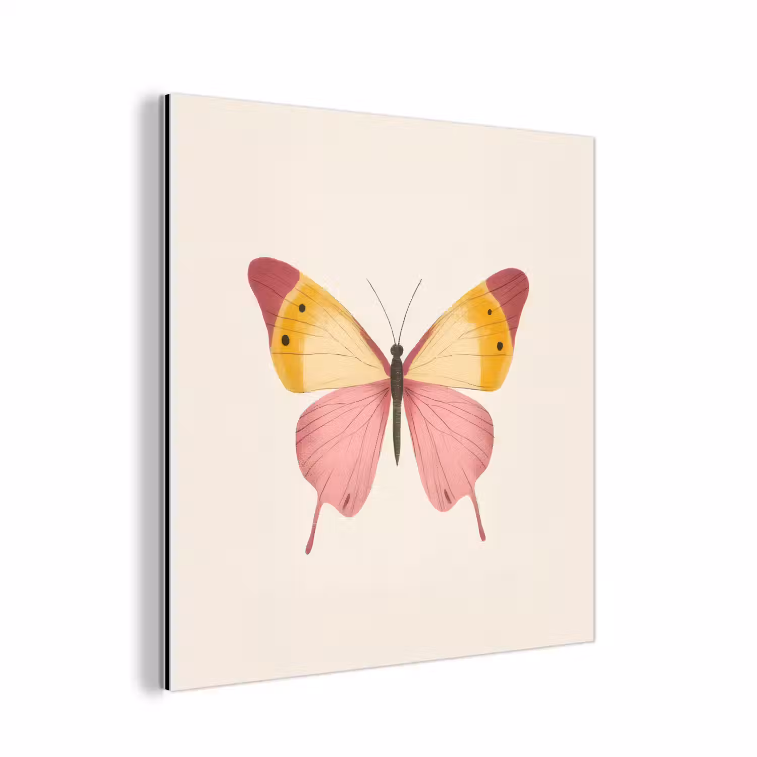 Vlinder - Illustratie - Roze aluminium wit klein -3d