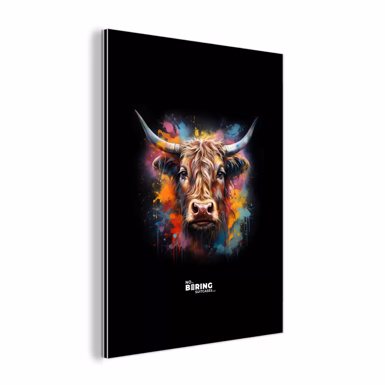 Schotse hooglander als graffiti art aluminium wit klein -3d