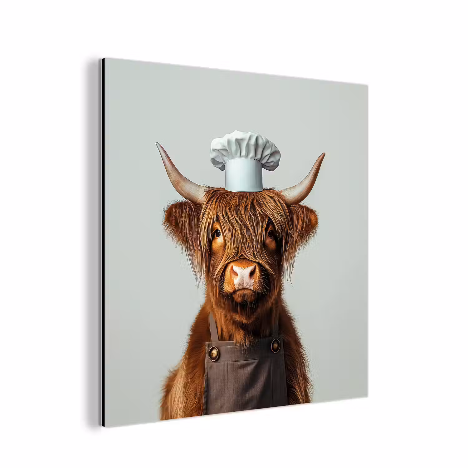 Schotse Hooglander - Bruin - Hoorns - Kokskleding aluminium wit klein -3d