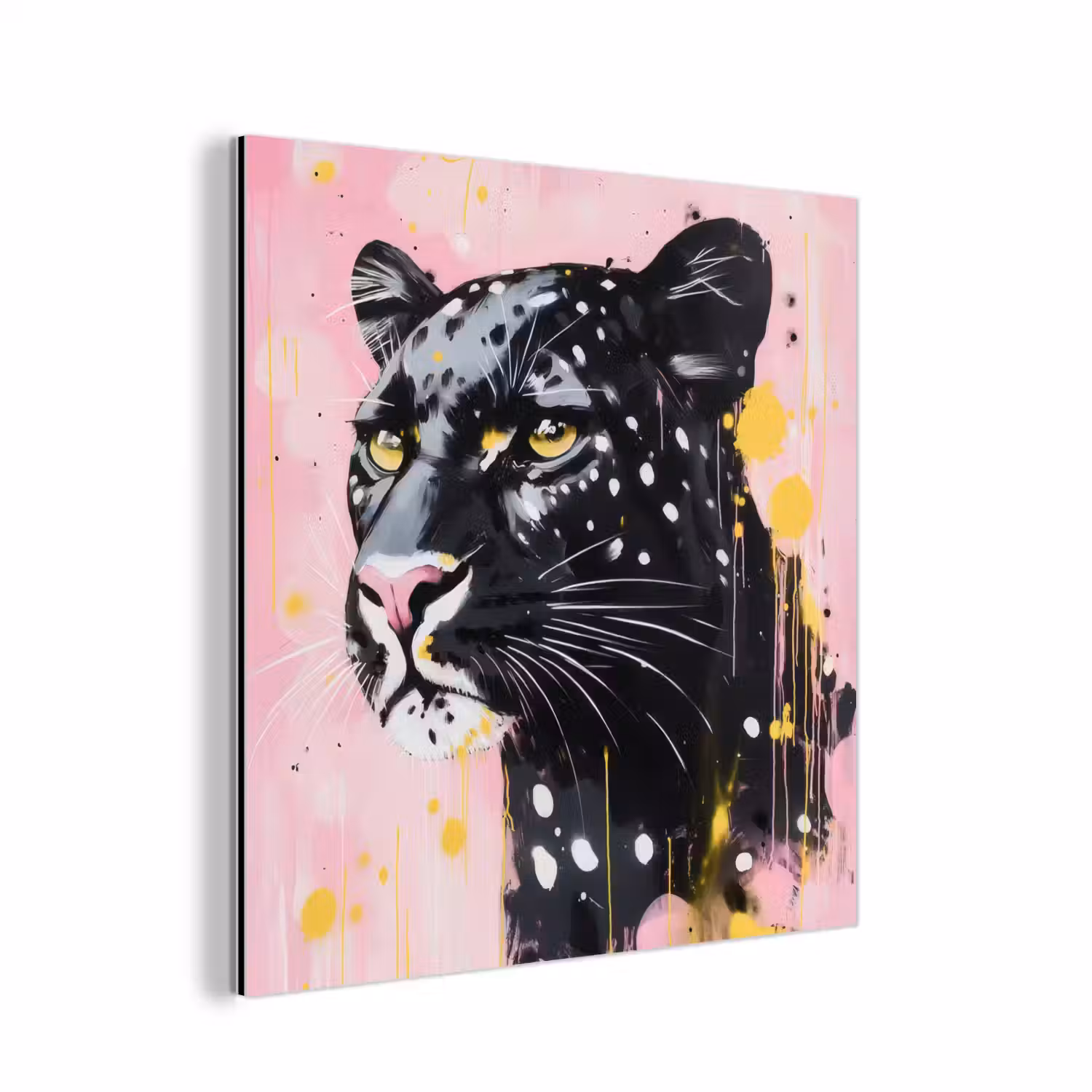 Zwart - Panter - Roze - Abstract aluminium wit klein -3d