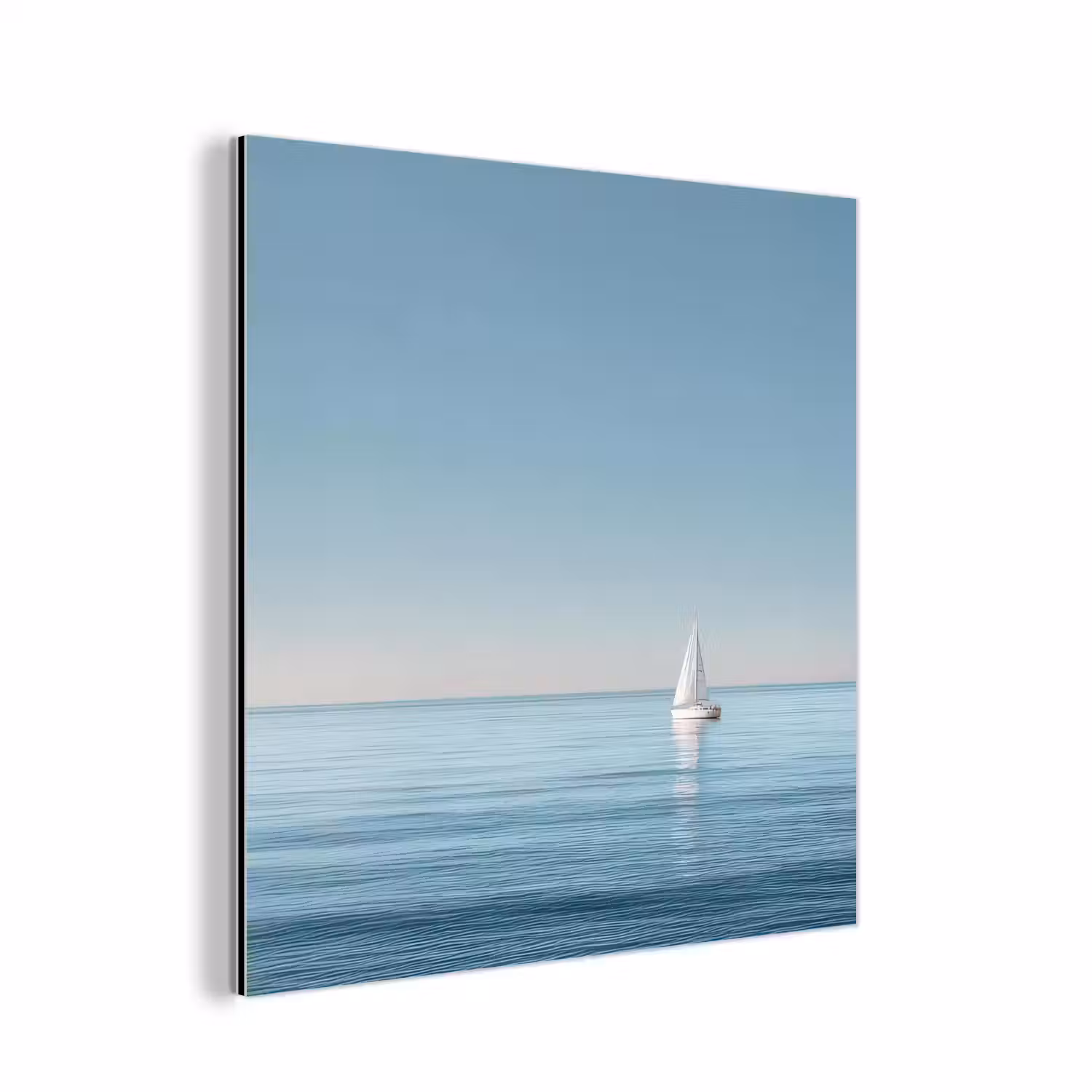 Zeilbootje - Kalme zee - Helderblauwe hemel aluminium wit klein -3d