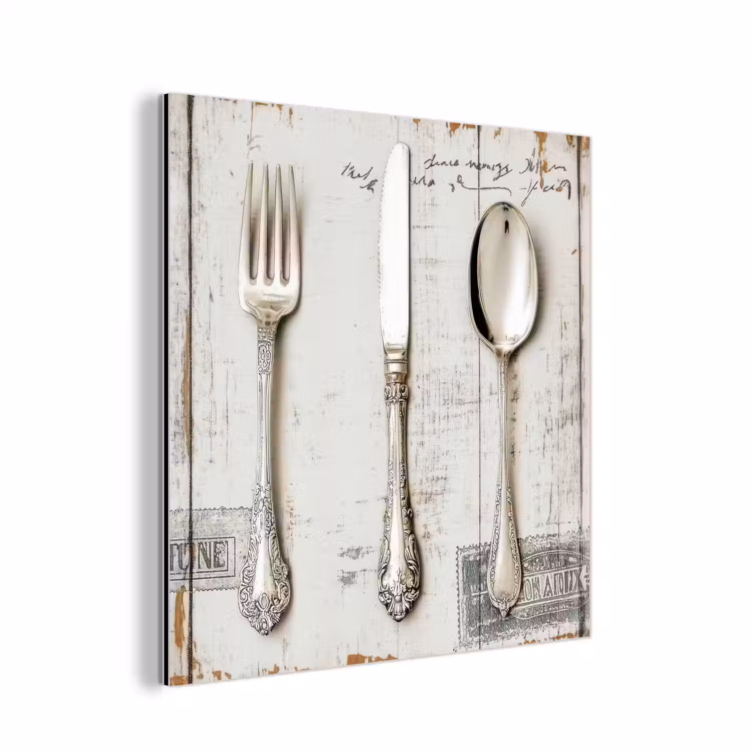 Zilver - Bestek - Hout aluminium wit klein -3d