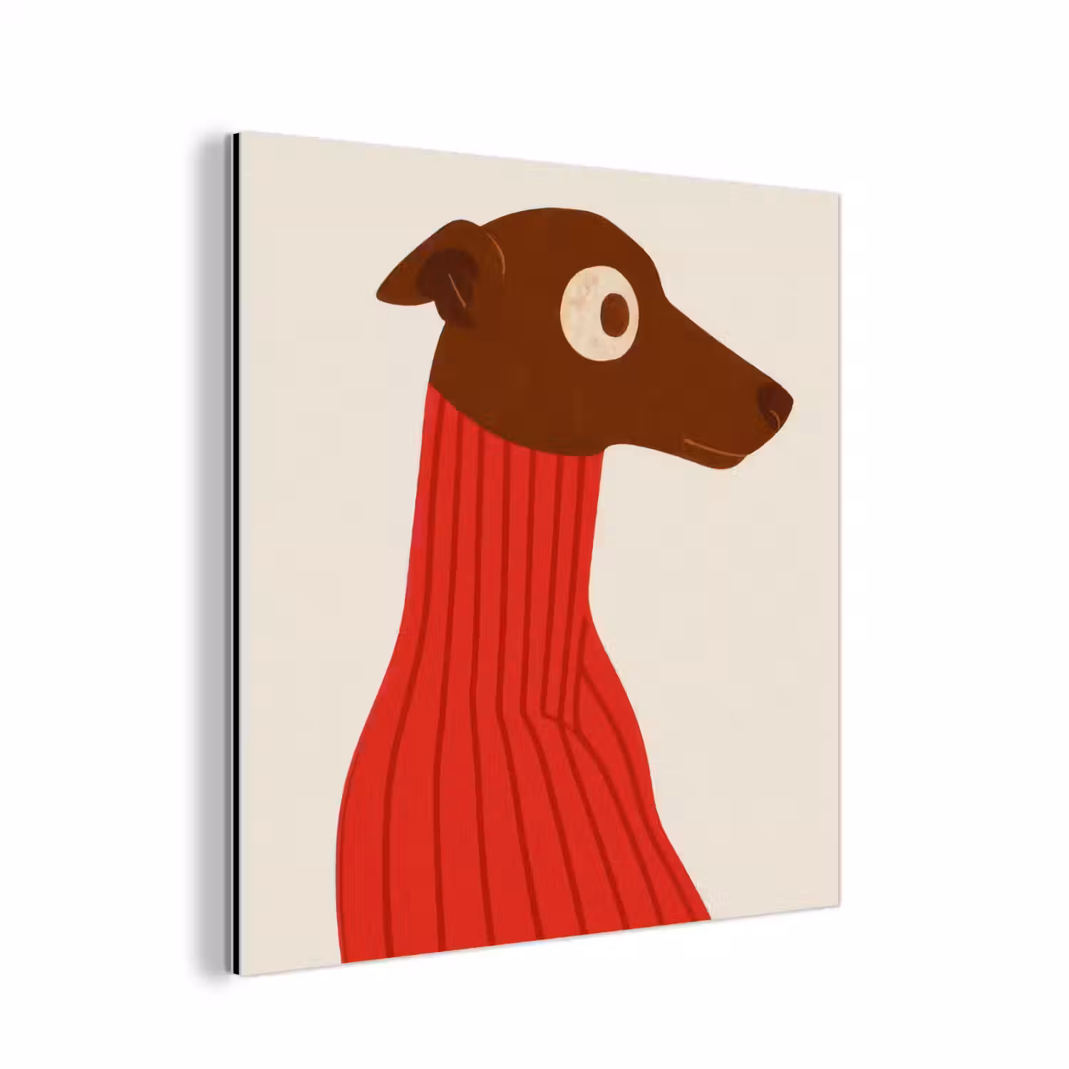 Silhouet - Hond - Trui - Rood aluminium wit klein -3d