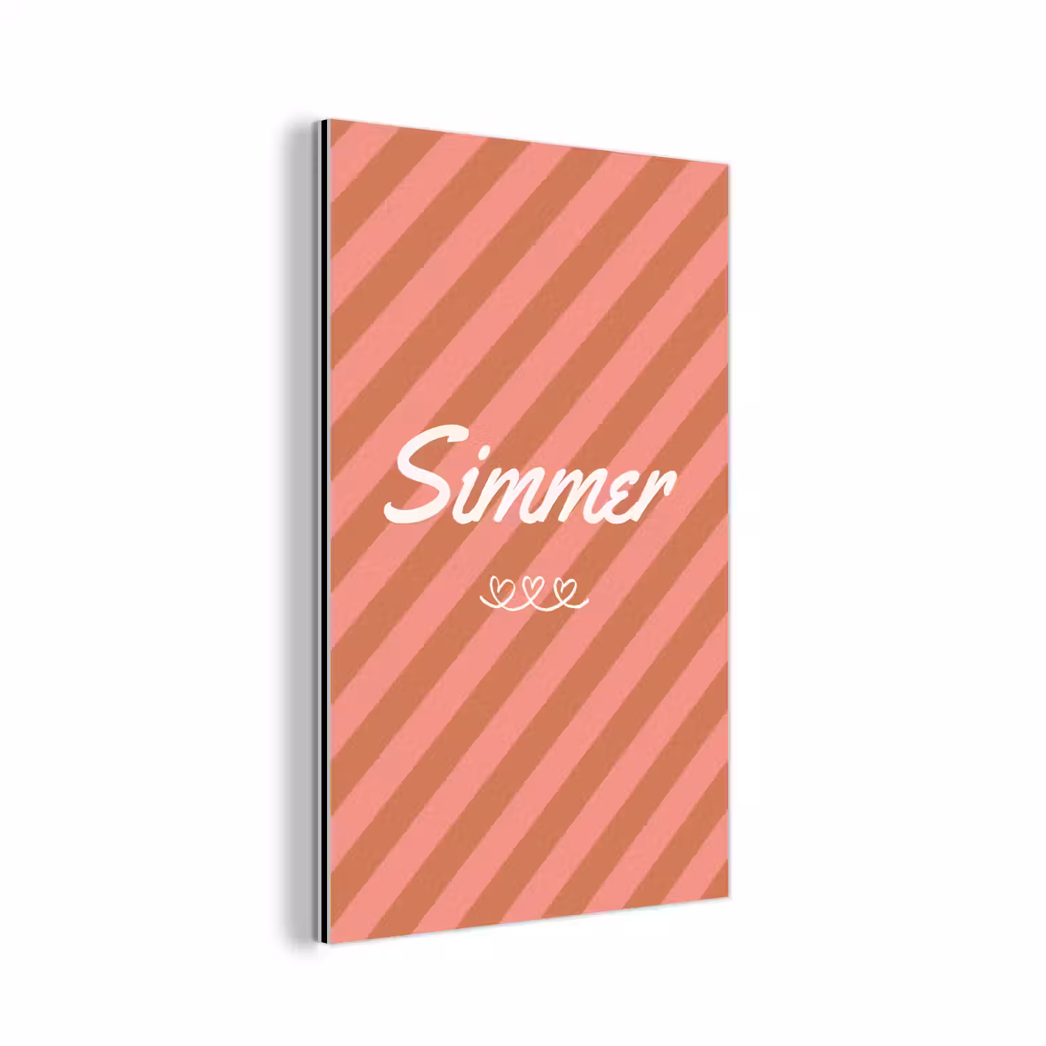 Simmer - Hartjes - Strepen - Roze aluminium wit klein -3d