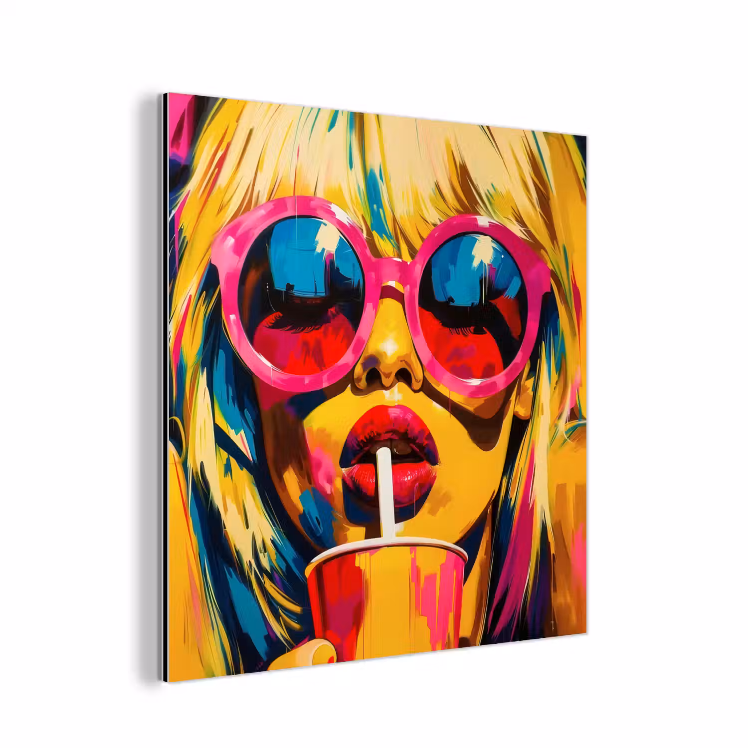 Zonnebril - Roze - Vrouw - Rietje aluminium wit klein -3d