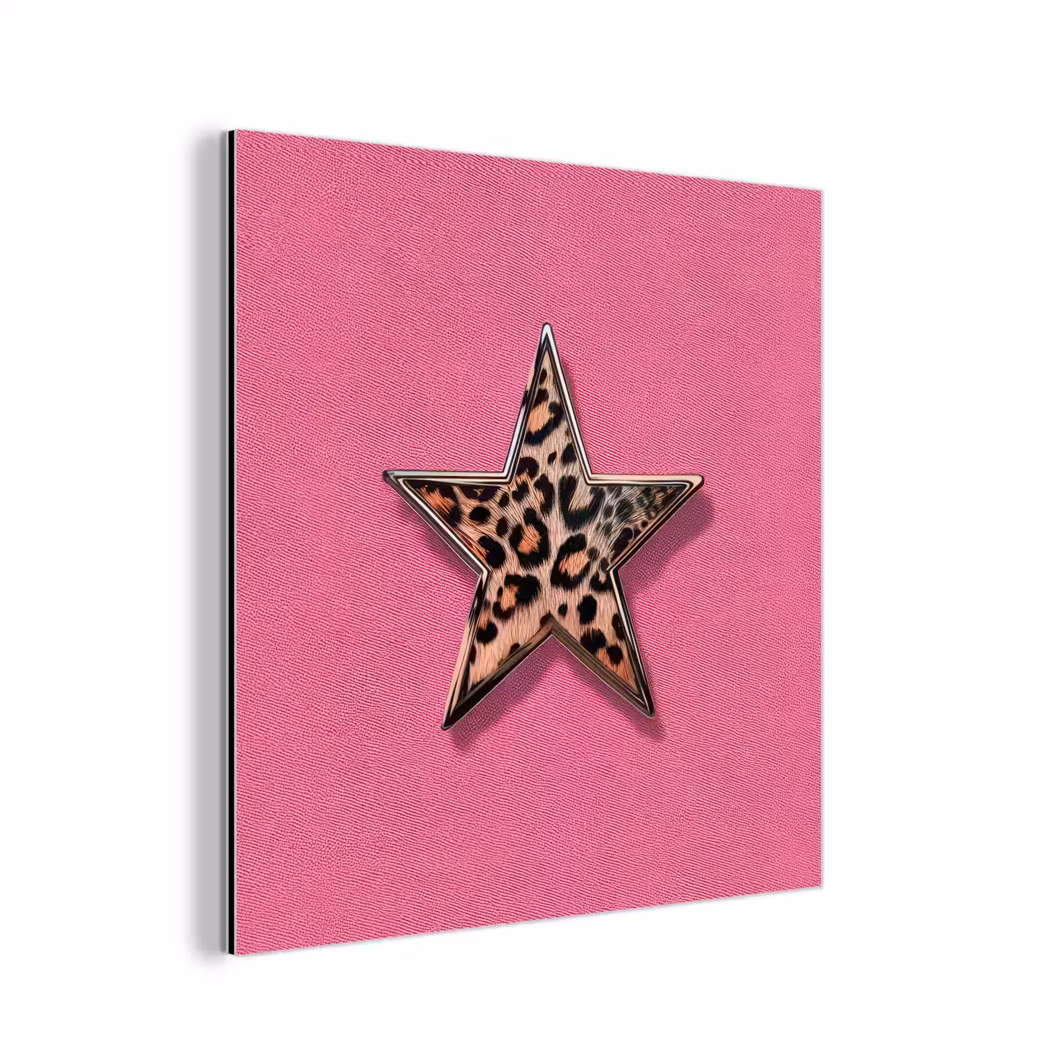 Ster - Luipaard - Print - Roze aluminium wit klein -3d