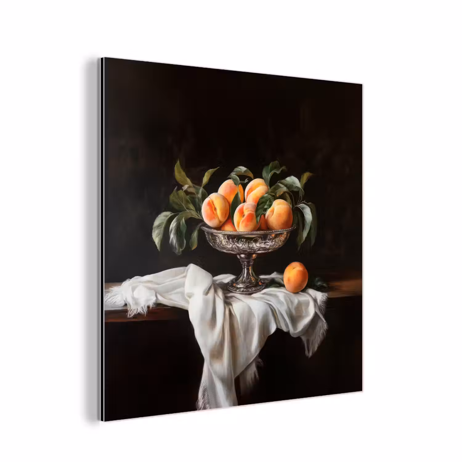 Stilleven - Perziken - Vintage aluminium wit klein -3d