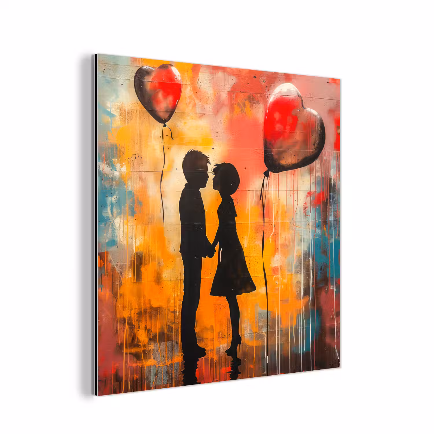 Street art - Liefde - Graffiti - Kunst - Banksy aluminium wit klein -3d