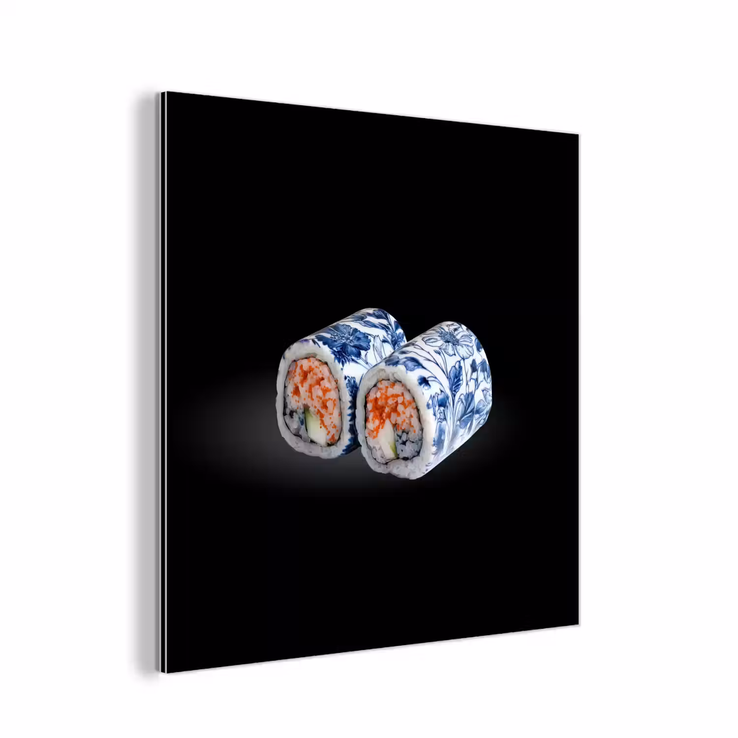 Sushi - Delfts blauw - Rijst - Vis - Elegant aluminium wit klein -3d
