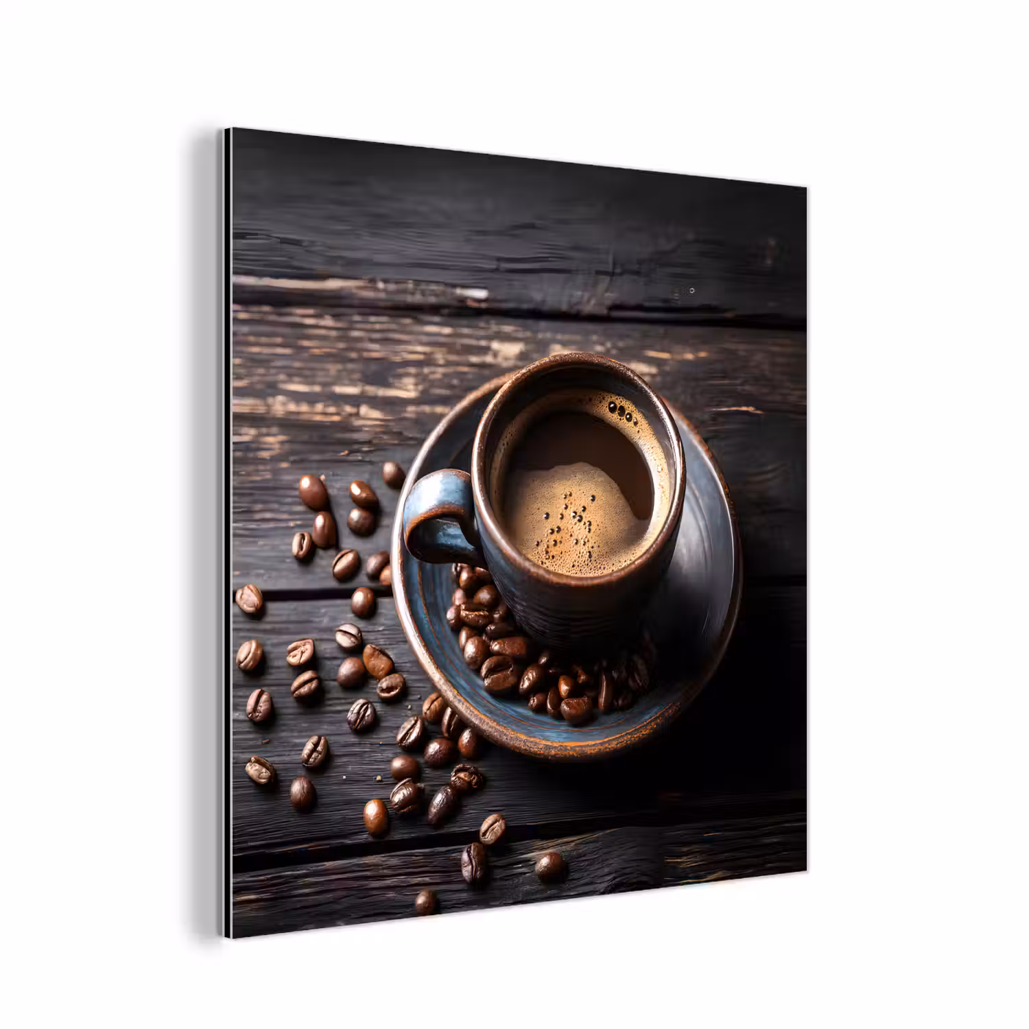 Kop - Koffie - Hout - Bonen aluminium wit klein -3d