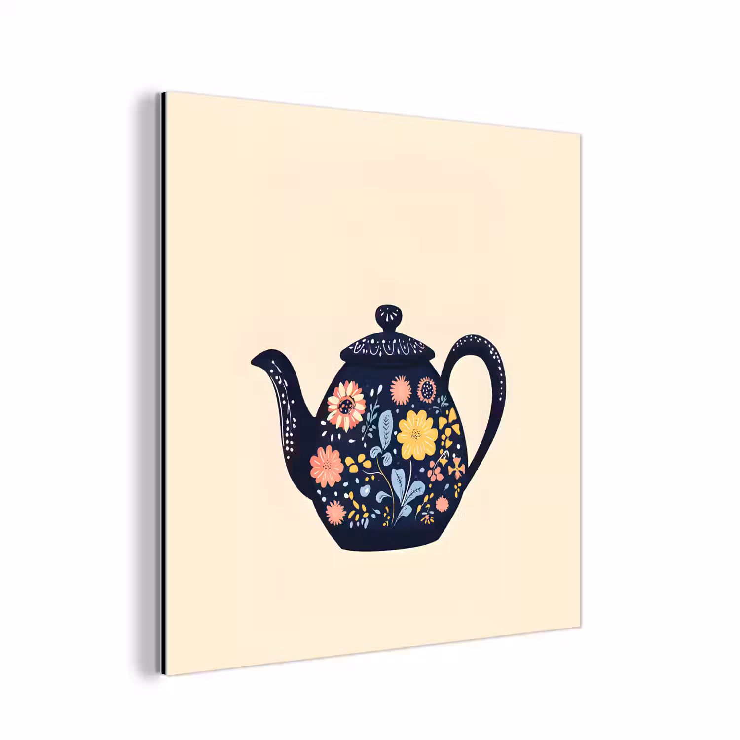 Theepot - Kleurrijk - Bloemen aluminium wit klein -3d