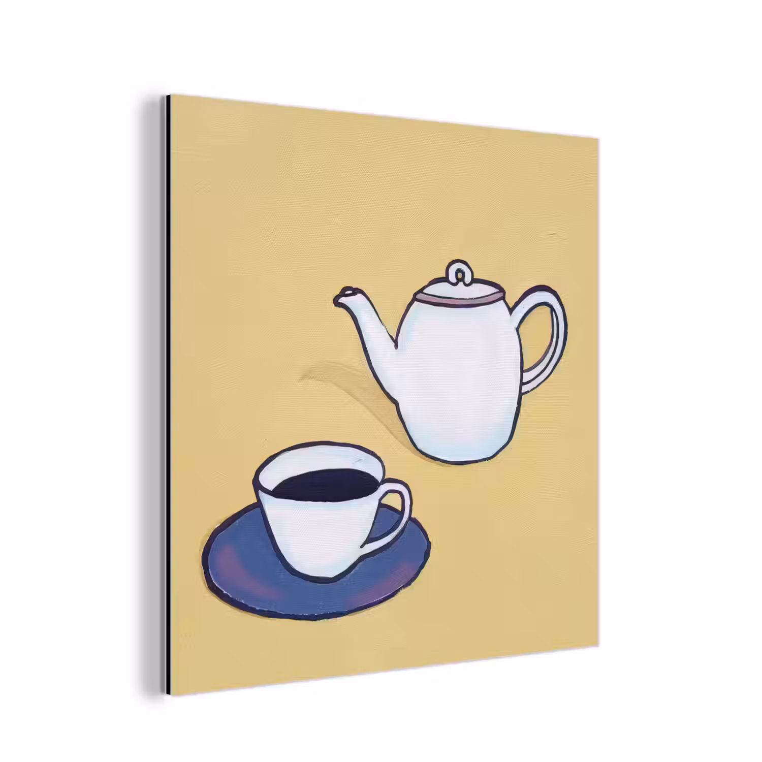 Theepot - Kopje - Beige - Illustratie aluminium wit klein -3d