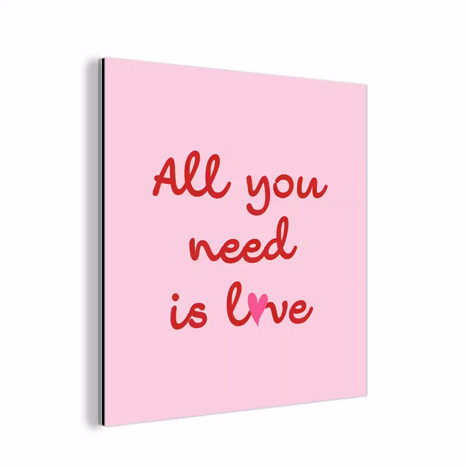 Tekst - Roze - Love - Hart aluminium wit klein -3d