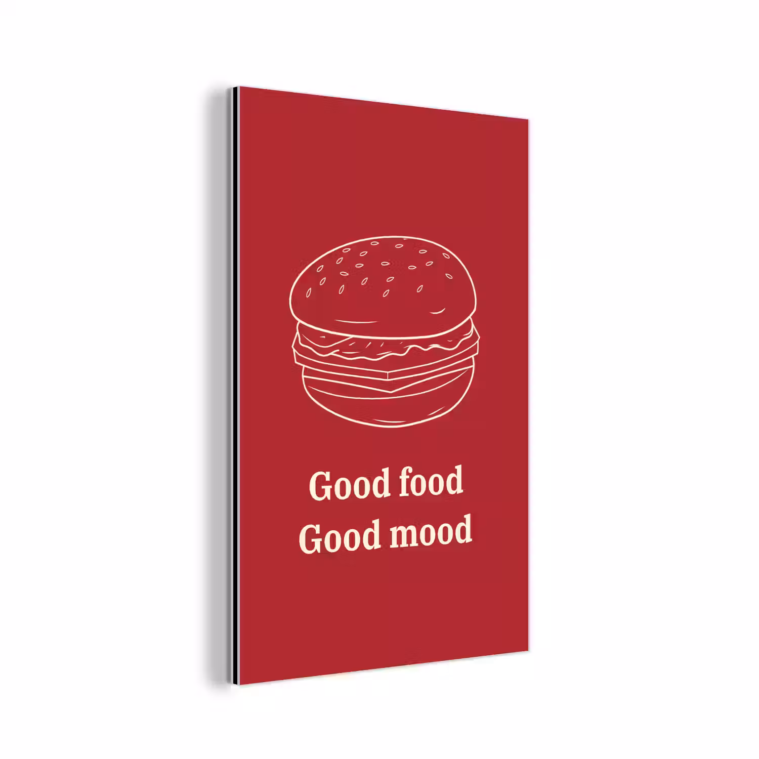 Dieprood - Lijntekening - Tekst - Hamburger aluminium wit klein -3d