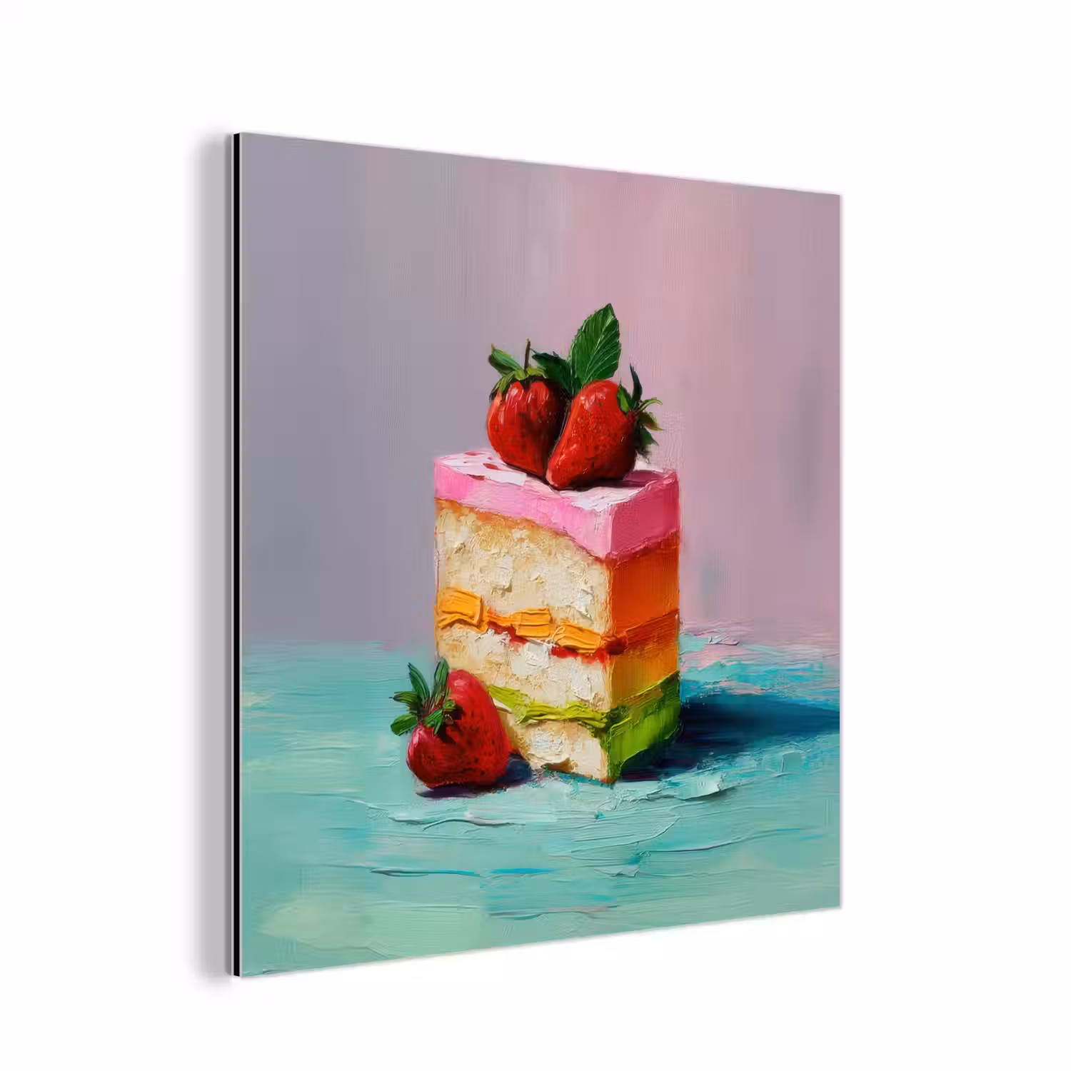 Taartje - Aardbeien - Glazuur - Kleurrijk aluminium wit klein -3d