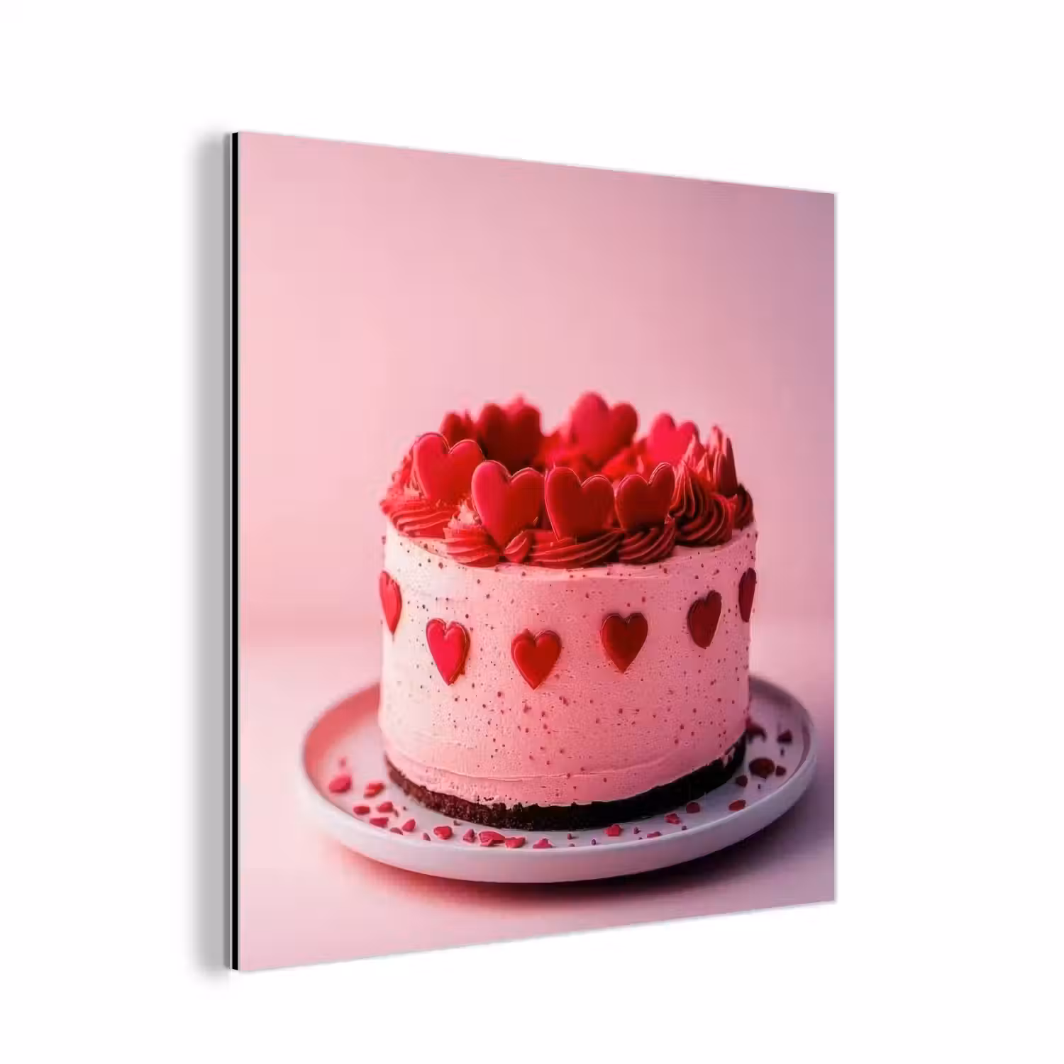 Taart - Hart - Roze aluminium wit klein -3d