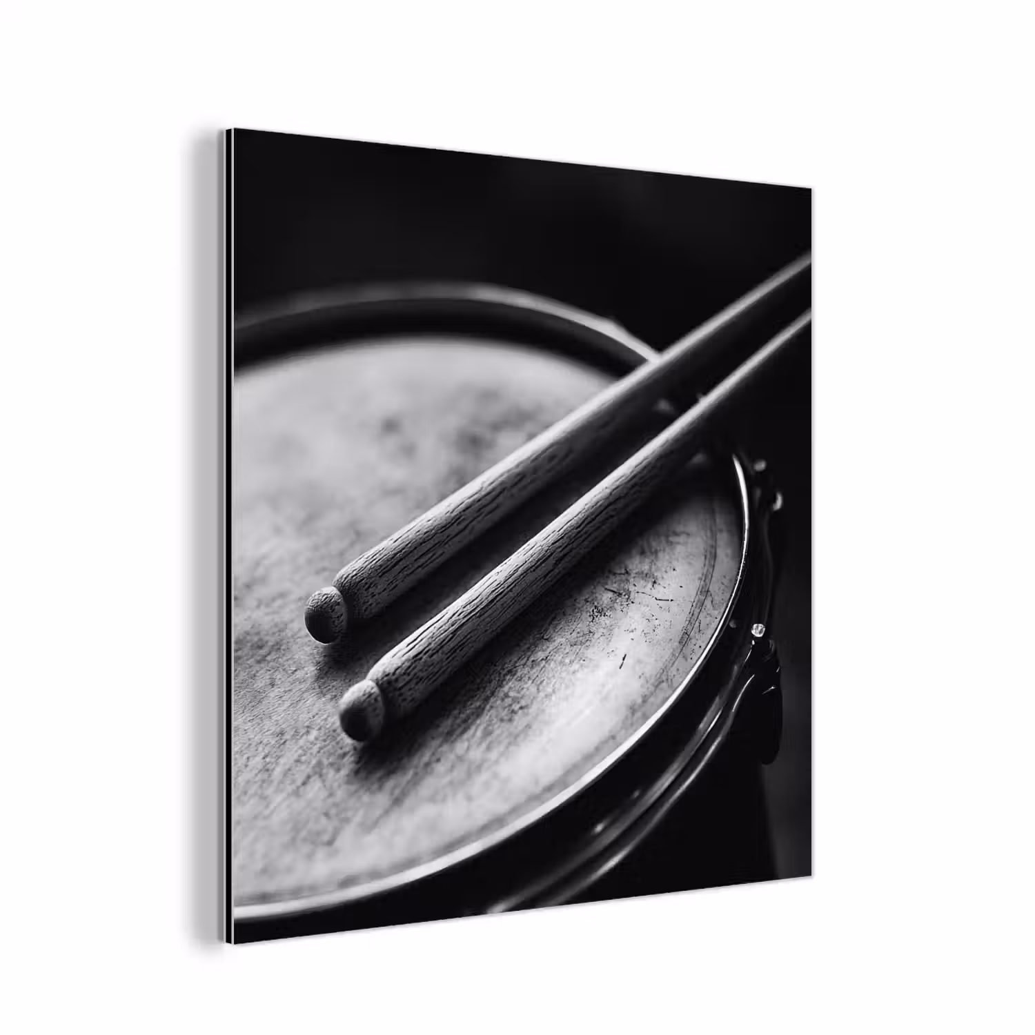 Trommel - Close-up - Drumstokken - Zwart aluminium wit klein -3d