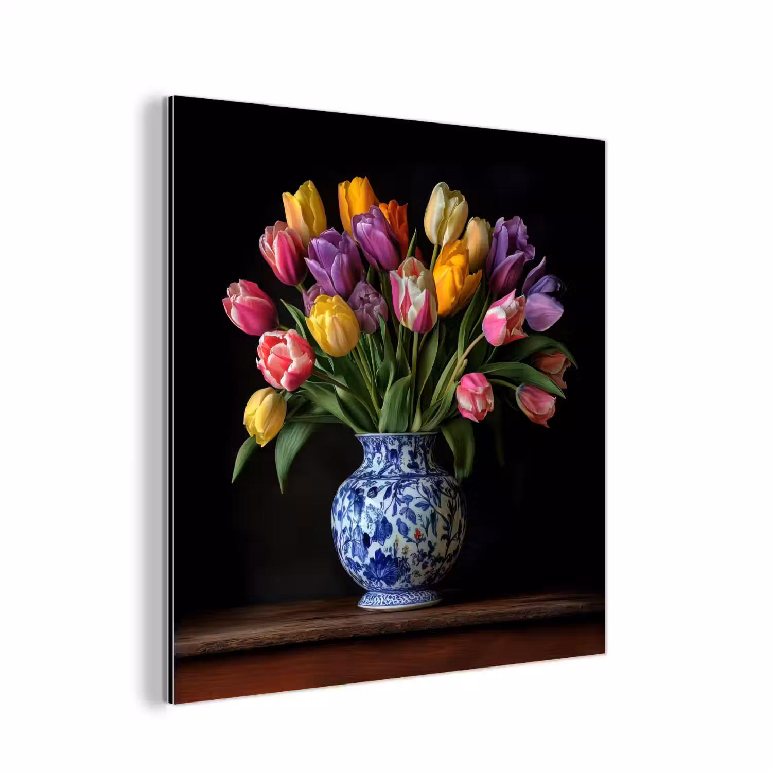 Tulpen - Kleuren - Hout - Vaas aluminium wit klein -3d