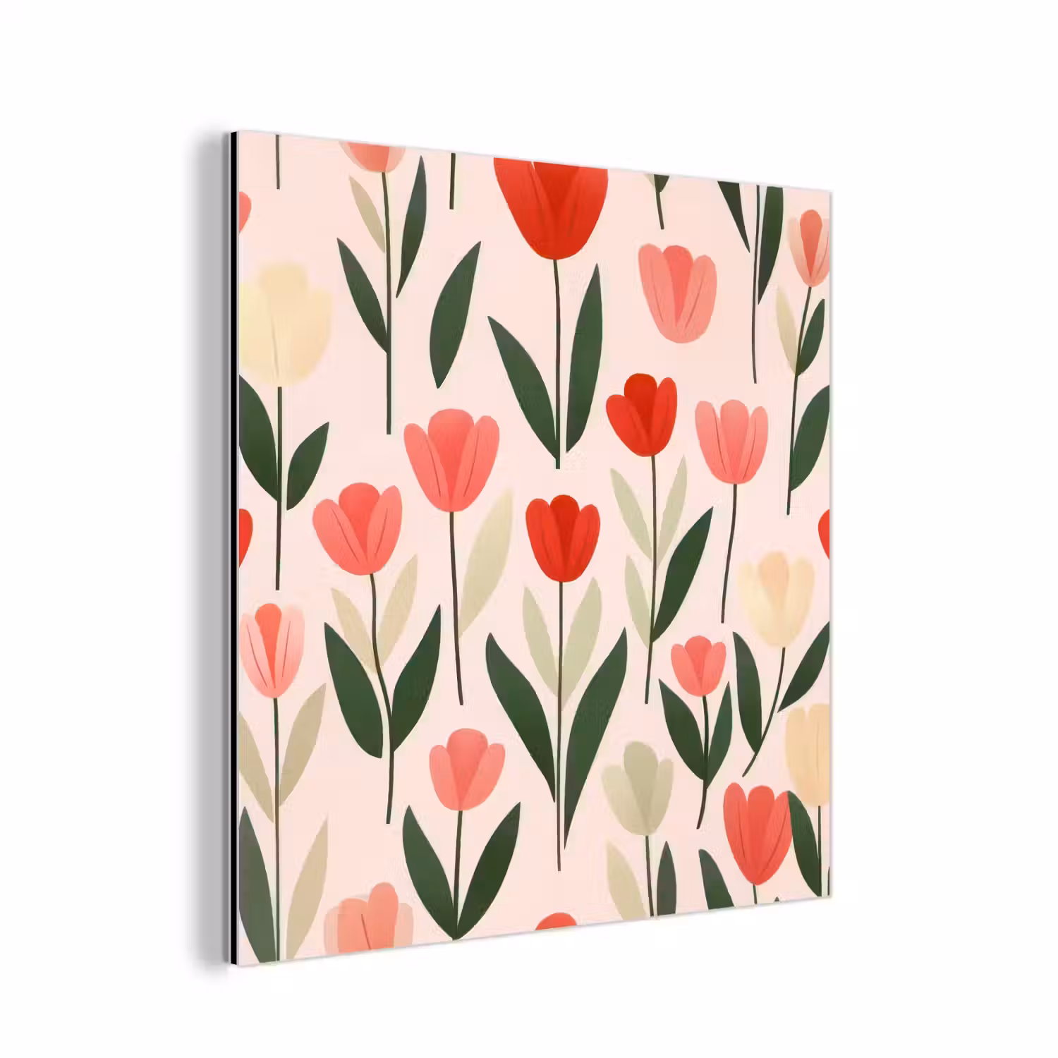 Tulpen - Modern - Roze aluminium wit klein -3d