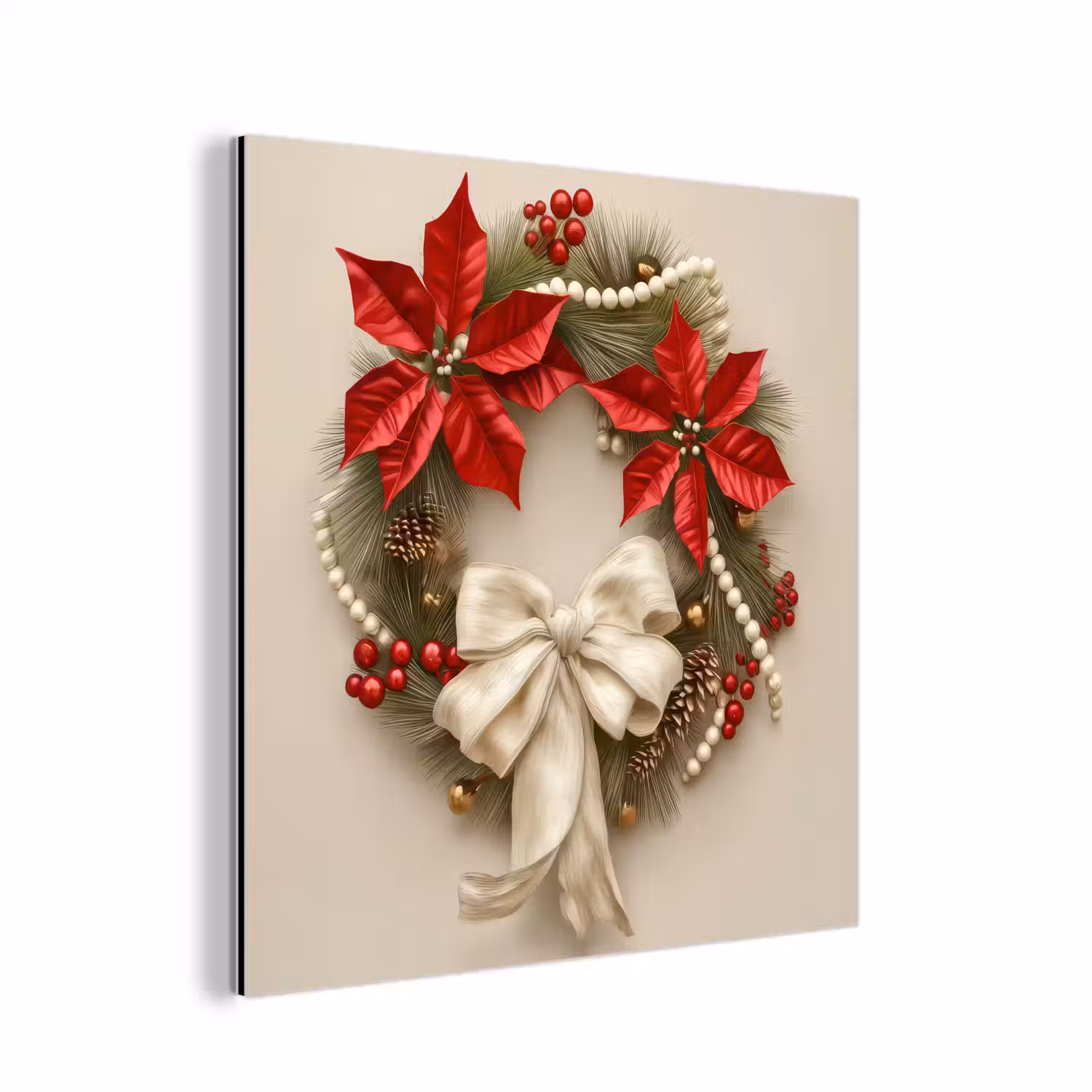Deurkrans - Strik - Kerst - Rood - Groen aluminium wit klein -3d