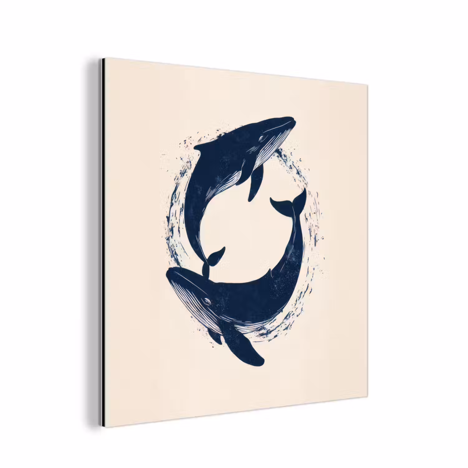 Walvissen - Spetters - Cirkel - Donkerblauw aluminium wit klein -3d
