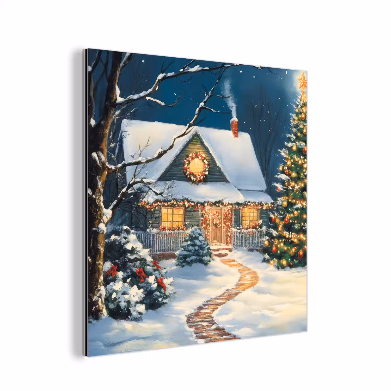 Kerst - Kerstboom - Winter - Huis - Sneeuw aluminium wit klein -3d