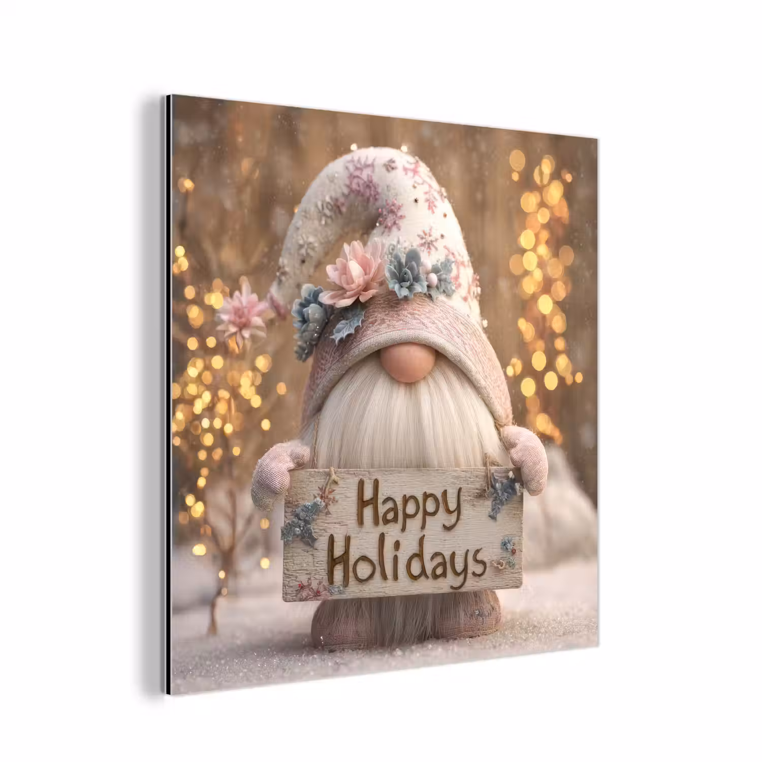 Kerst - Gnome - Bord - Kleurrijk aluminium wit klein -3d