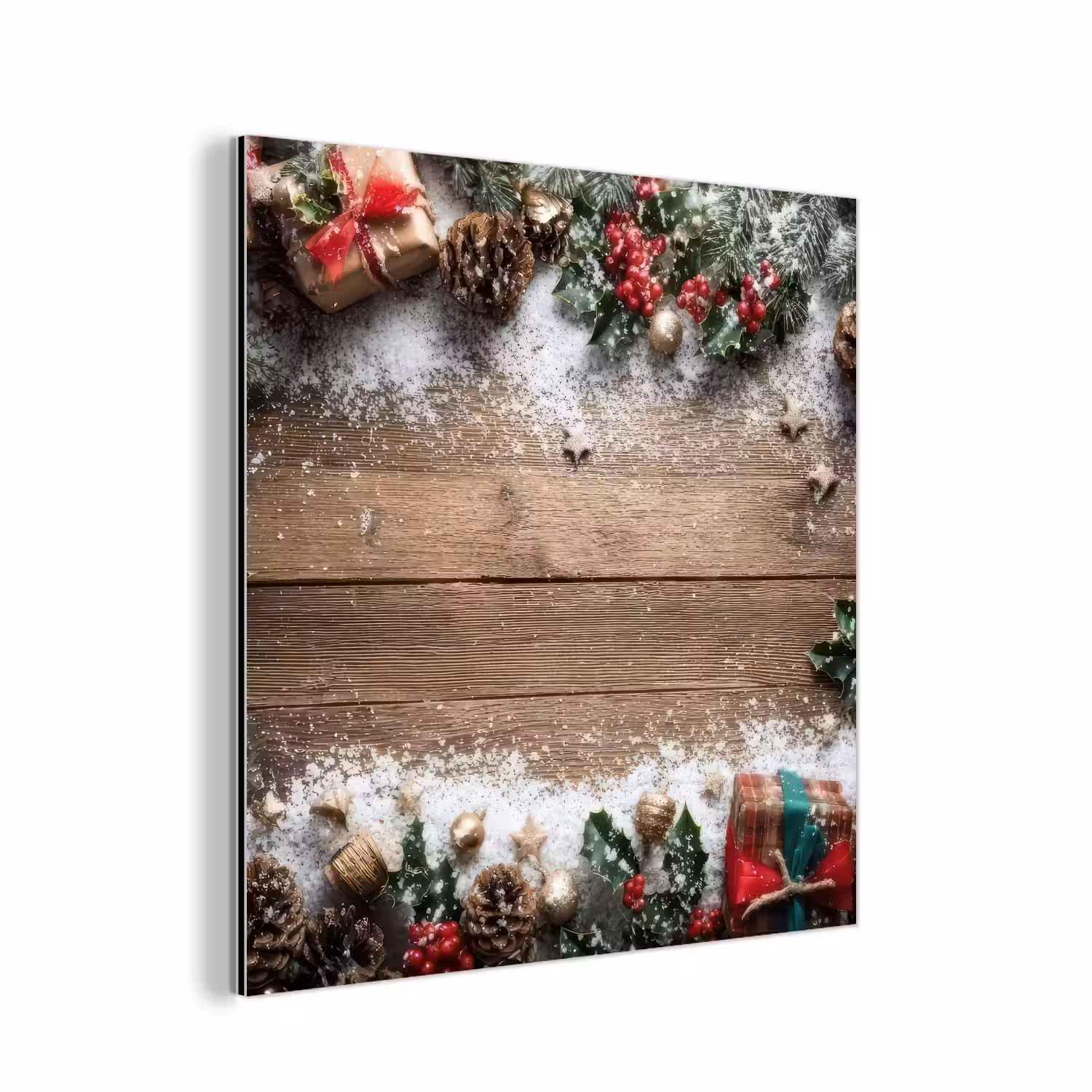 Kerstdecoratie - Geschenken - Hout - Veelkleurig aluminium wit klein -3d