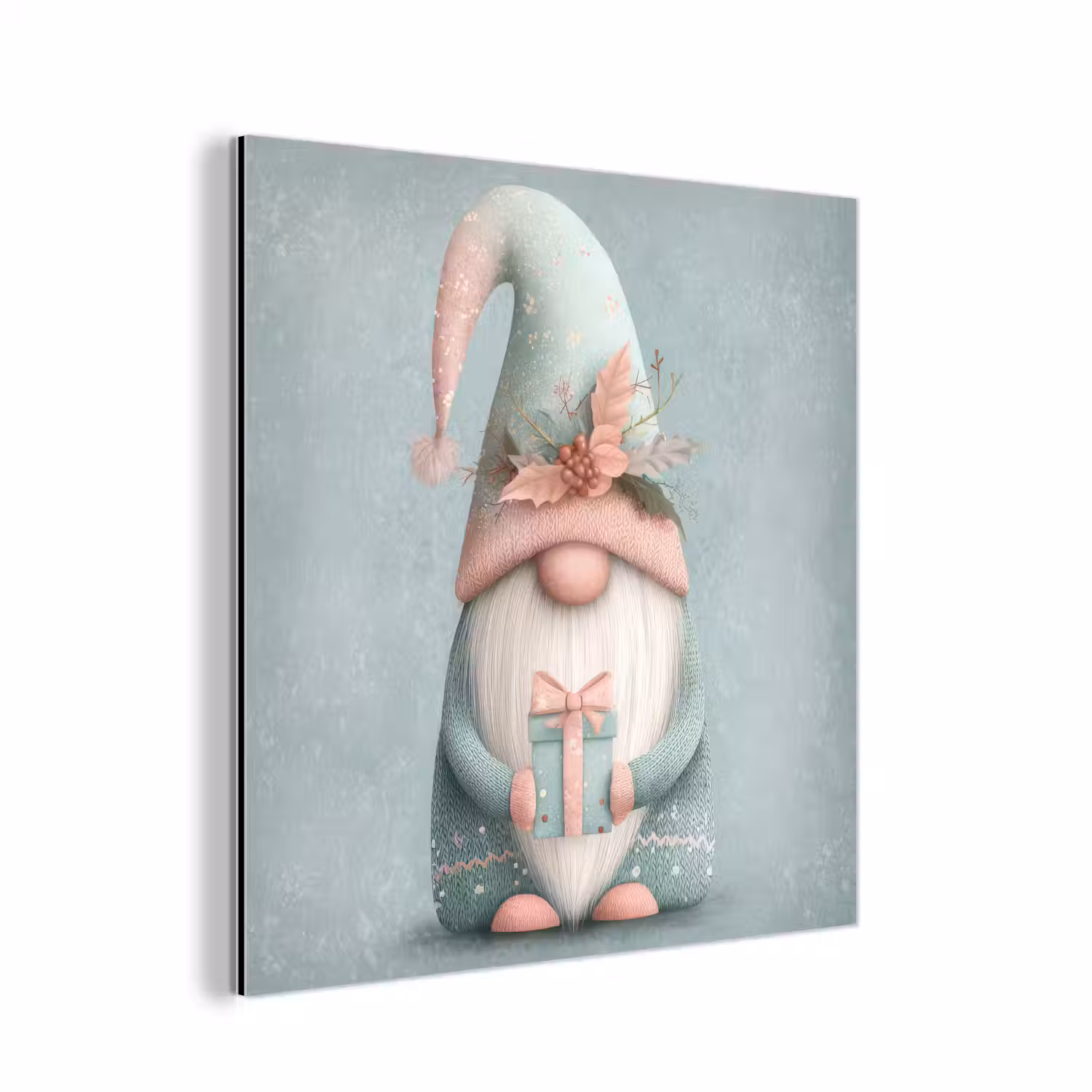 Kerstgnome - Cadeau - Groen aluminium wit klein -3d